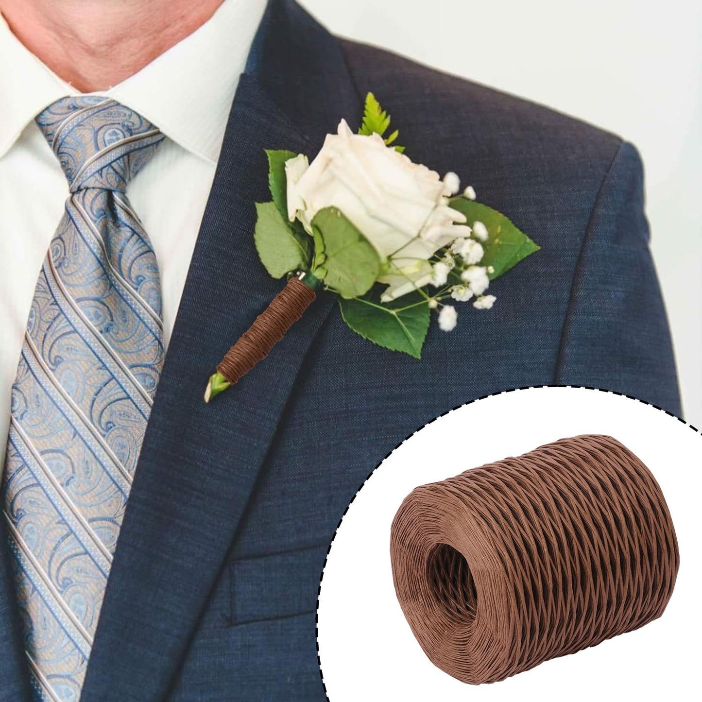 4 Roll 656Ft Brown Floral Wire, Rustic Vine Bind Wire for Flower Bouquets, Waterproof Paper Wrapped Twine(4 x 656 Ft)