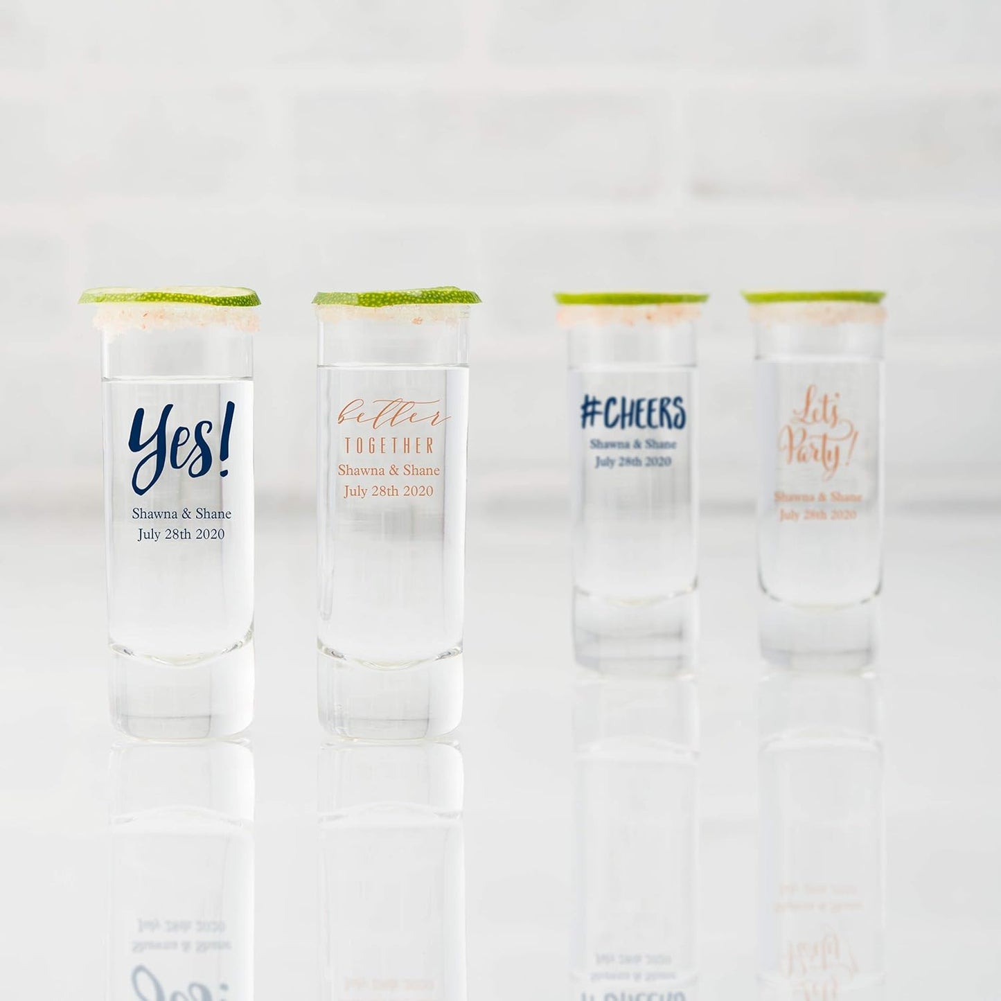 WEDDINGSTAR Personalized 2.5oz Tall Shot Glass Customizable Full Color Print - 108 pack