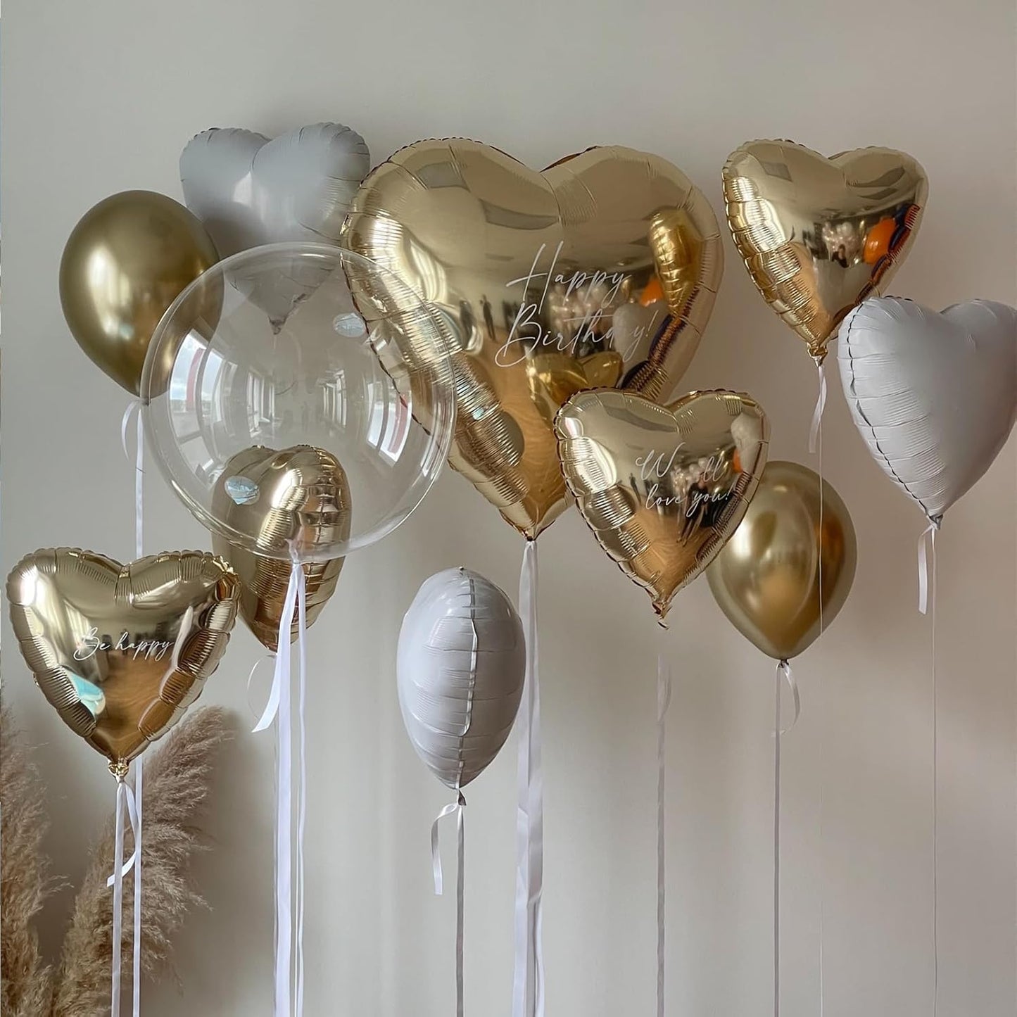 Champagne Gold Heart Balloons,12Pcs Light Gold Heart Shaped Foil Balloons,18Inch Helium Polyester Film Balloon for Baby Shower Birthday Anniversary Wedding Party Decorations