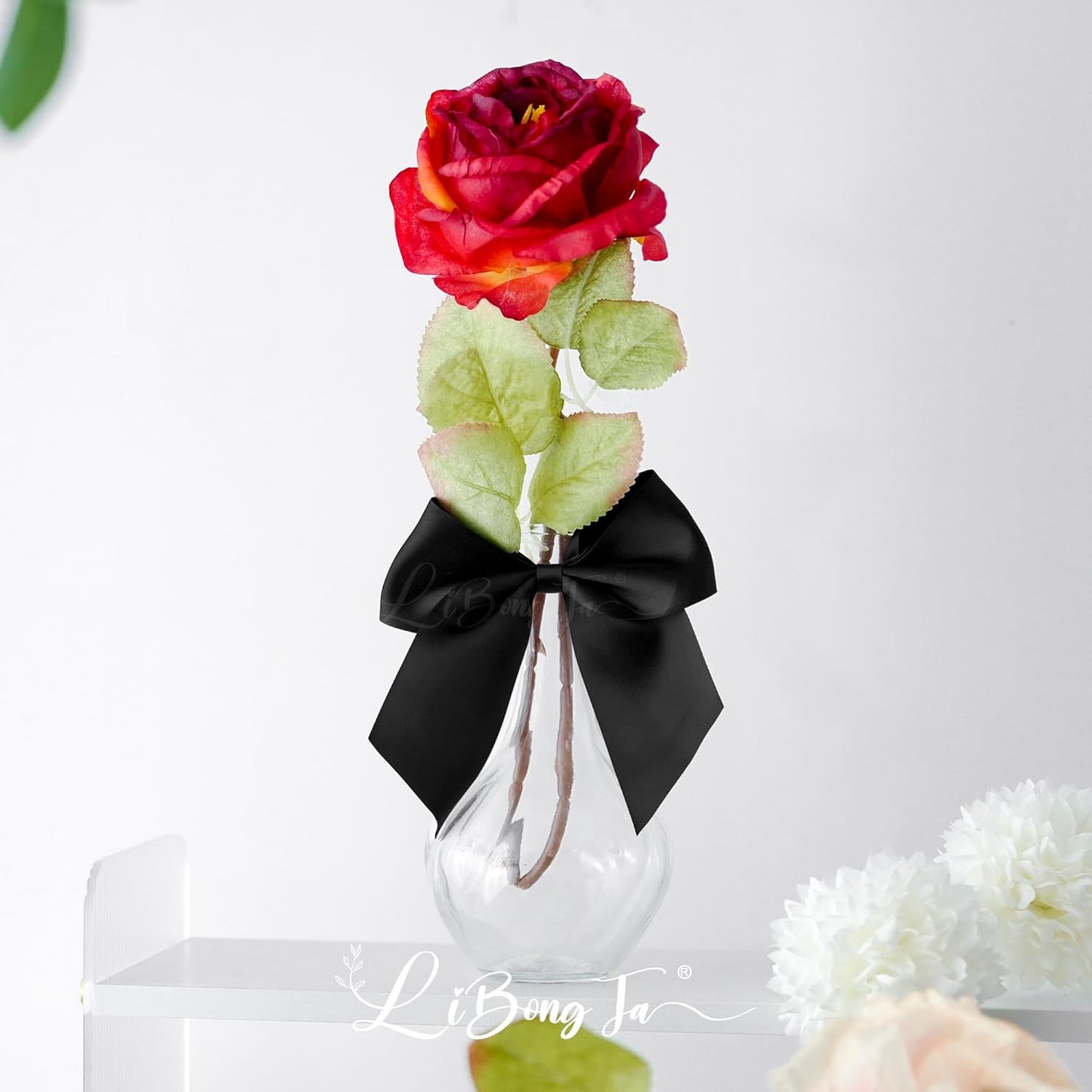 5'' Black Bow Party Decorations Satin Bows, Twist Tie Bows for Treat Bags, Cake Pops, Pre-Tied Bow Premade Ribbon Bows for Crafts, Holiday Bows for Gift Wrapping, Wedding Decor-24 Counts