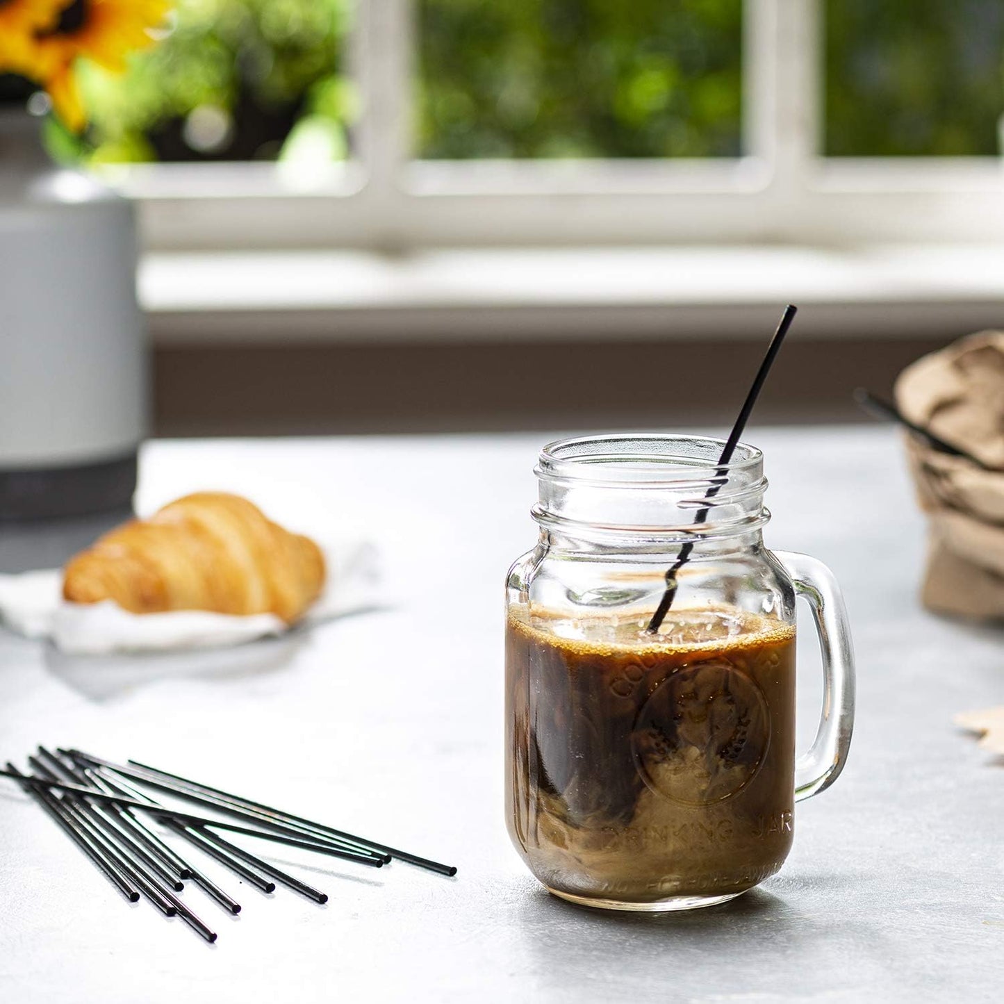 Comfy Package [7 Inch - Case of 10,000] Black Coffee Drink Stirrers & Cocktail Straws - Disposable Plastic Sip Stir Sticks for Hot & Cold Beverages