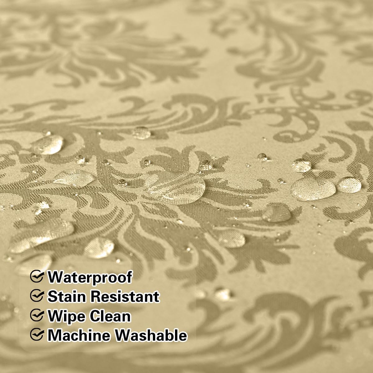 SASTYBALE Jacquard Tablecloth Rectangle 60 x 84 Inch, Spill Proof Wrinkle Free Damask Table Cloth, Soft Polyester Table Cover for Dining, Party, Indoor, Outdoor, Gold