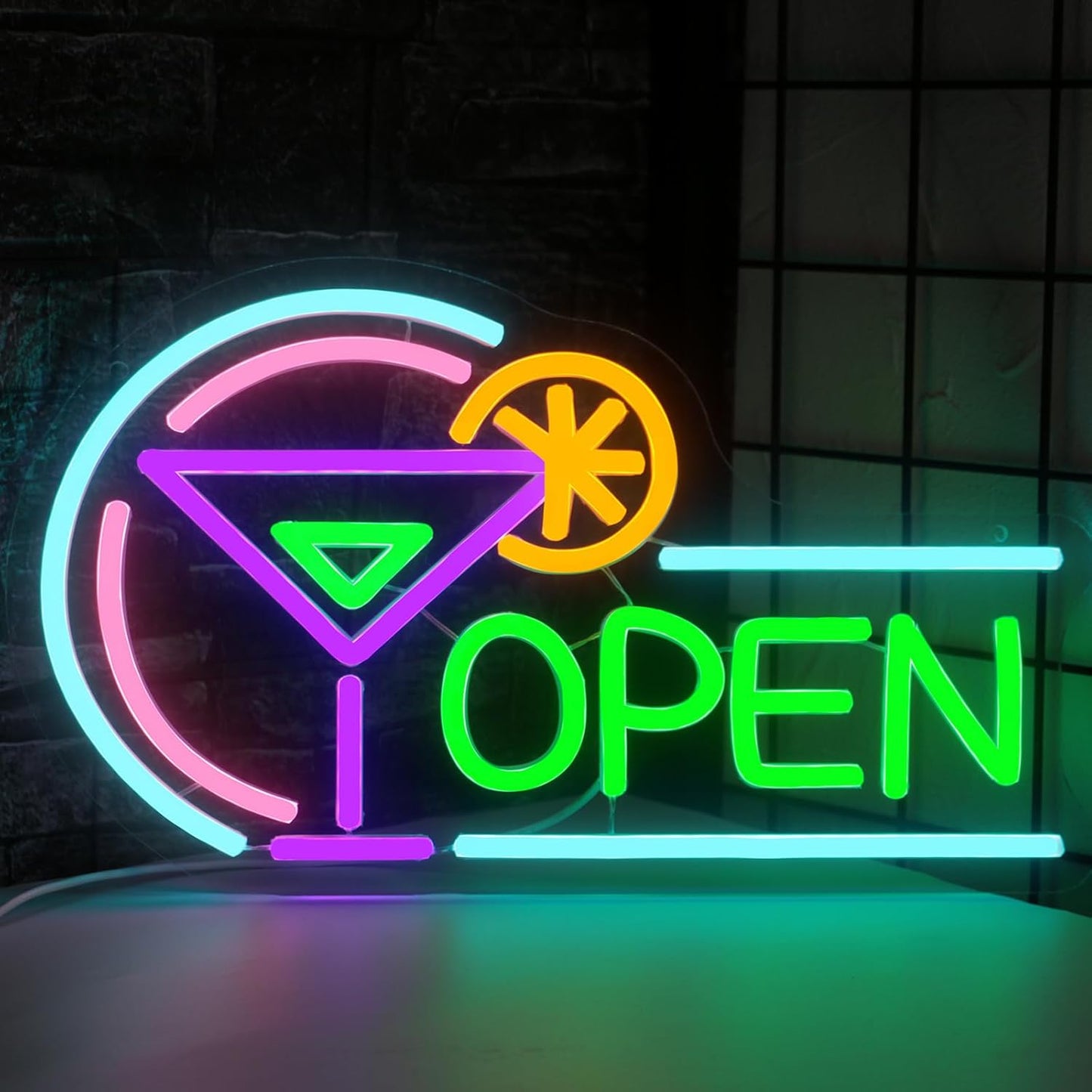 Open Neon Signs for Business, USB Dimmable Cocktails Neon Light for Beer Bar Pub Coffee Home Man Cave Stores Hotel Party Window Wall Decor