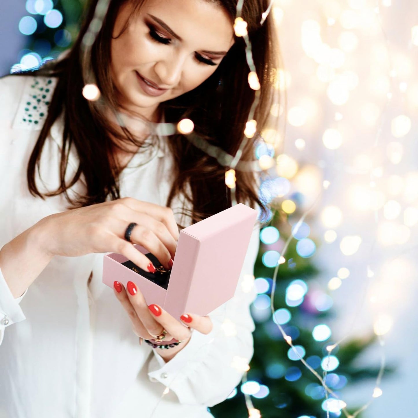 Gift Box Necklace Earring Ring Box Gift Box,12 Pieces Square Cardboard Jewelry Gift Boxes,Cotton Filled Cardboard Paper Jewelry Box Gift Case (3.5x3.5x1.25 Inches) (Pink)