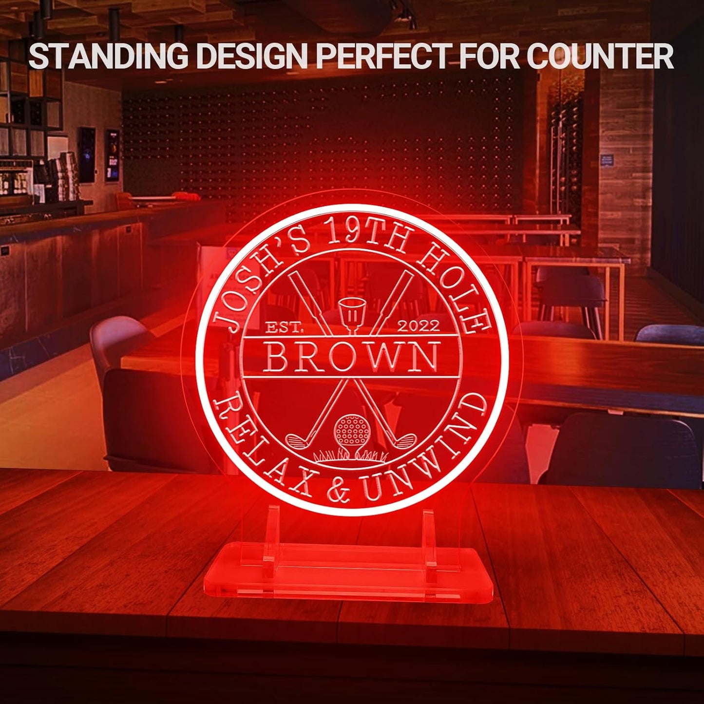 Custom LED 19th Hole Golf Neon Sign, Personalized Neon Name Signs for Wall Decor, Dimmable Light Up Signs Customizable for Golf Clubs Bar Man Cave Lounge Party Clubhouse, Golfer Men Dad Gifts