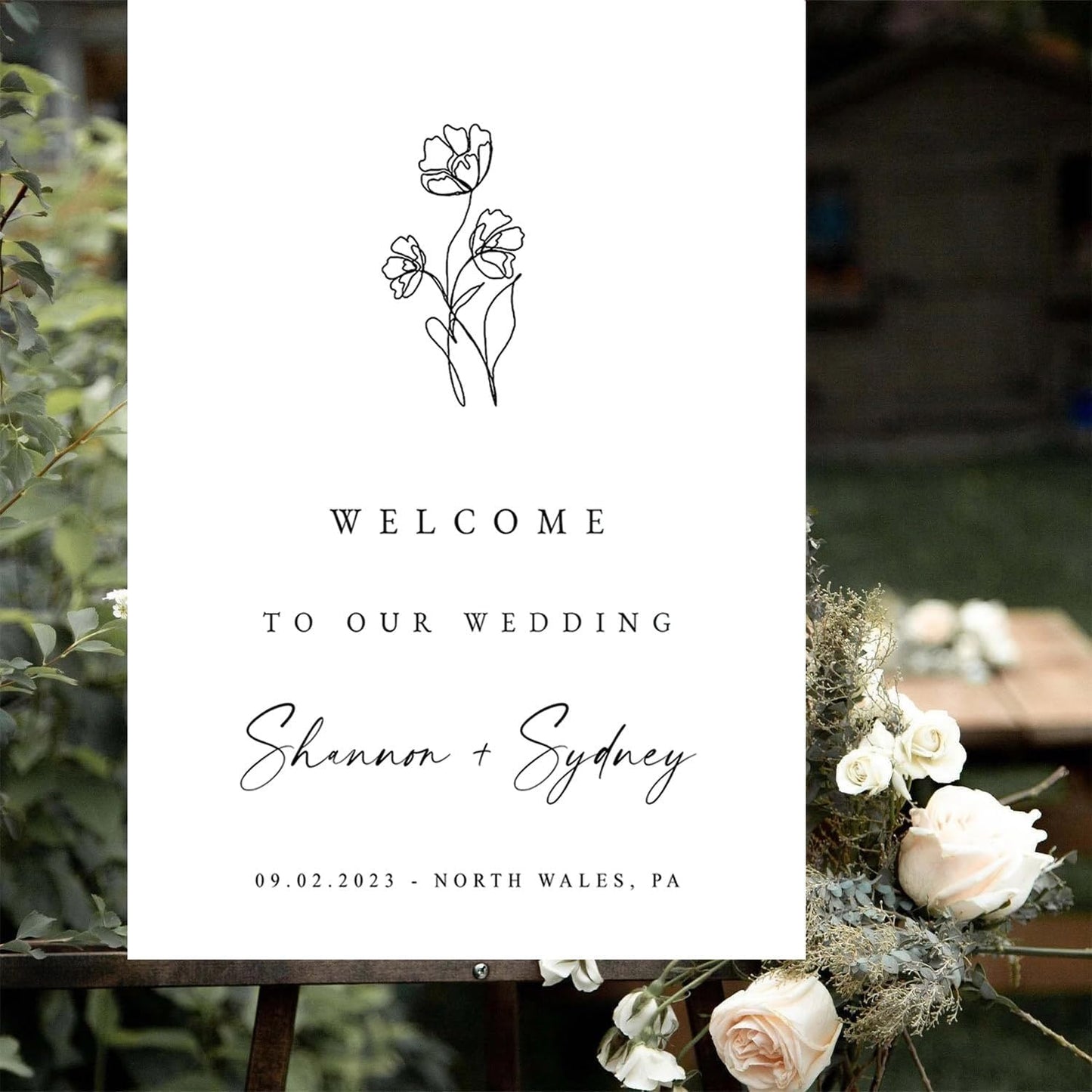 Botanical Minimalist Wedding Fine Art Wedding Welcome Signs, Welcome Sign Wedding, Customized Wedding Welcome Sign