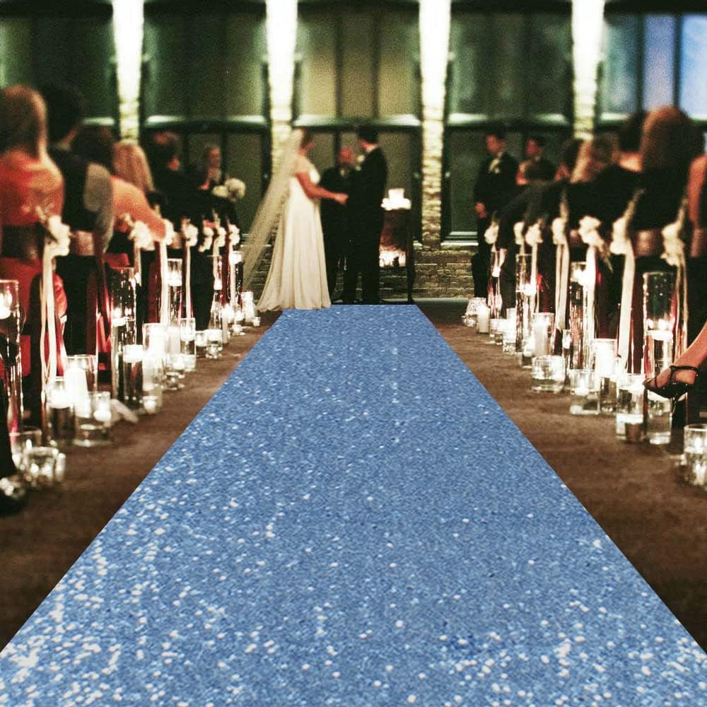 ShinyBeauty Baby Blue Sequin Aisle Runner 4x15 Feet - Sparkling Wedding Aisle Carpet for Indoor Ceremonies, Bridal Showers, Receptions