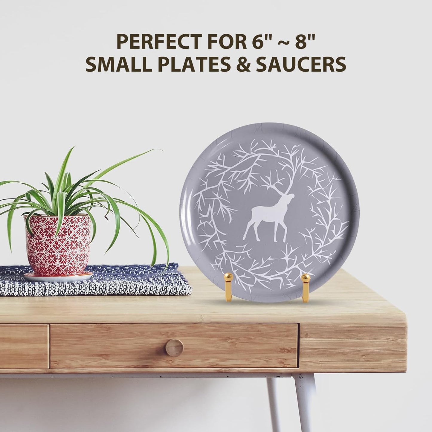 Plate Holder Easel Display Stand - 3 inch Metal Plate Stands for Display - Tabletop Picture Stand - Gold Iron Easels for Display Pictures | Photo Frames | Book | Decorative Plates | Plaque - 1 Pack