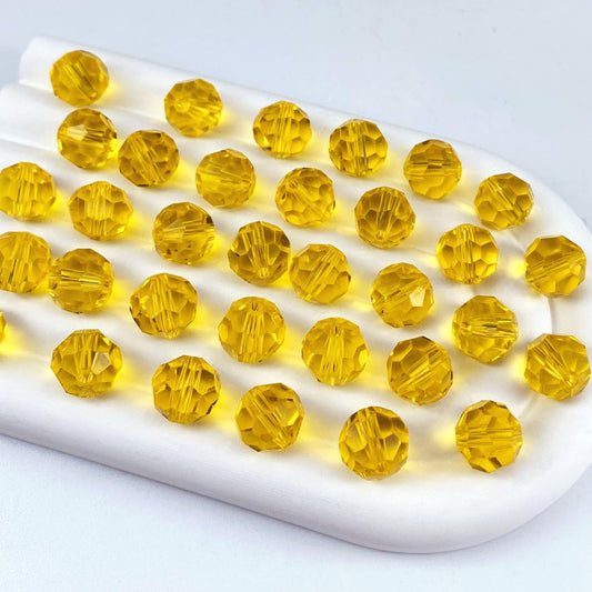 100 PCS 8mm Crystal Glass Beads Round Multiple Faceted Loose Spacer Glass Beads for DIY Handcrafte Bracelet Necklace Earring Jewelry Making(Orange)