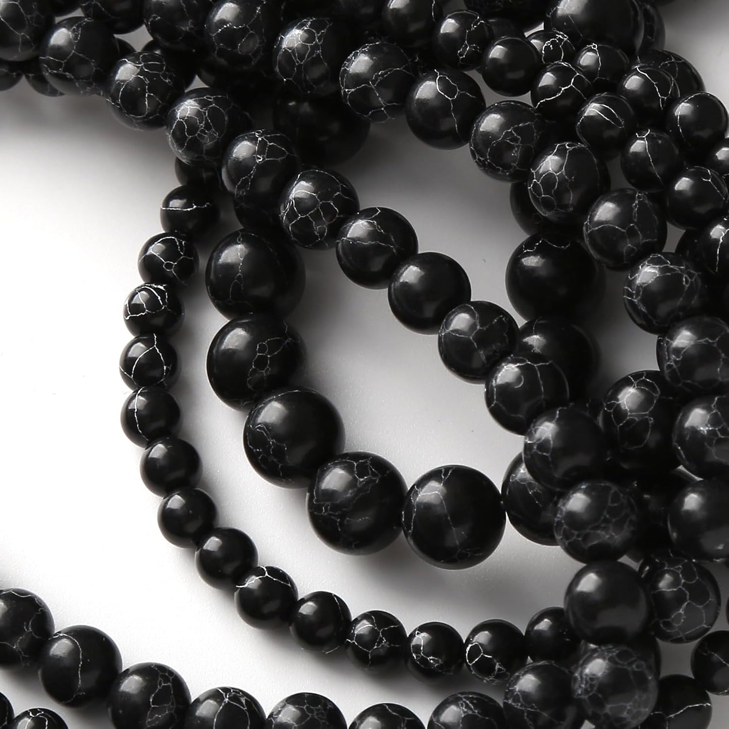 Black Turquoise Stone Beads Gemstone Round Crystal Energy Jade Beads Stone Beads for Jewelry Making DIY Bracelet Necklace Jewelry Making 1 Strand 15.5inch 4MM