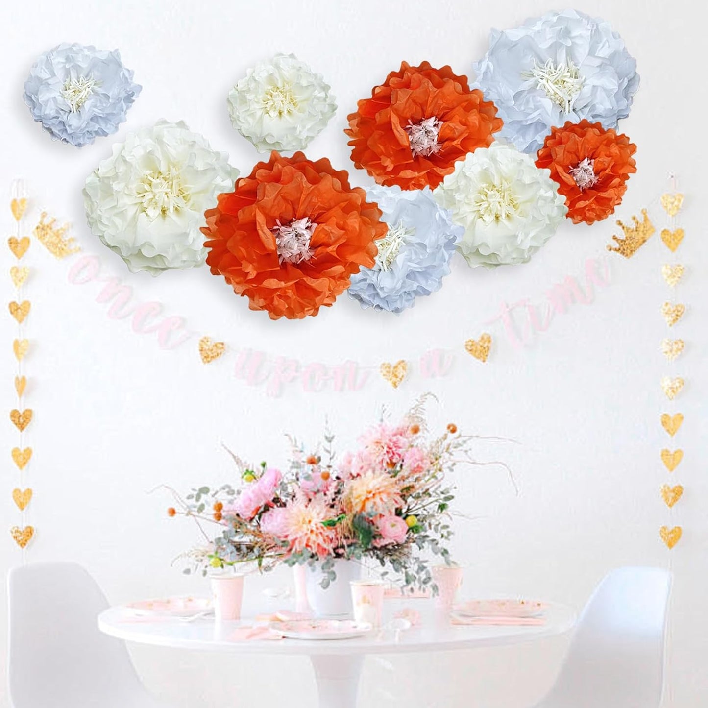 Yellow Paper Flower Pom Poms Wall Decorations for Weddings, Birthdays, Bridal, Baby Showers, Tea Parties, Engagement, Home Decor