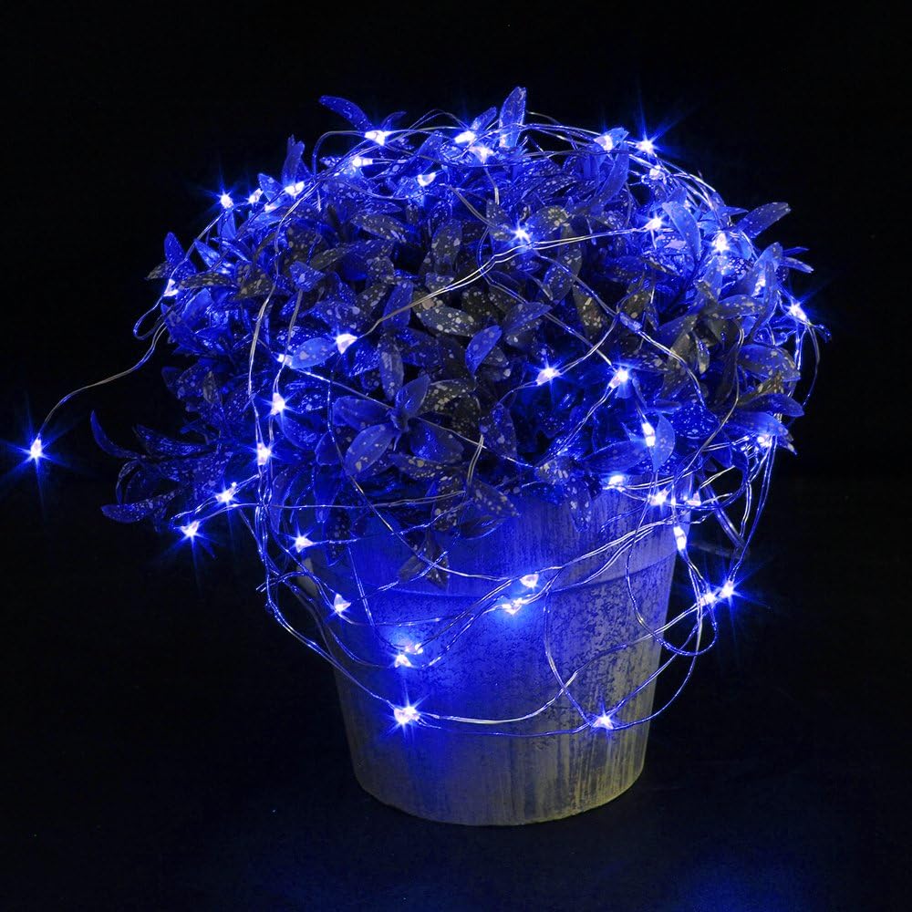 CYLAPEX 6 Pack Blue Fairy Lights Battery Operated Fairy String Lights Firefly Lights LED Starry String Lights 3.3ft 20 LEDs Silvery Copper Wire for Christmas DIY Decoration Costume Wedding Party