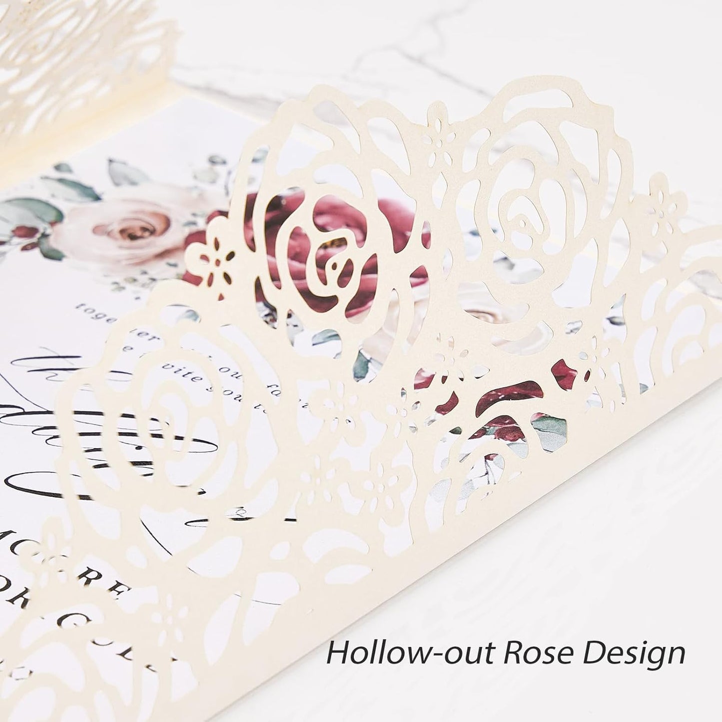 Wedding Invitations Ivory 50 Pack - Butterfly Laser Cut Invitation Sleeves with Blank 250GSM Pearlescent Paper Insert Make Your Own Party Invitations Wedding Quinceanera Bride Shower