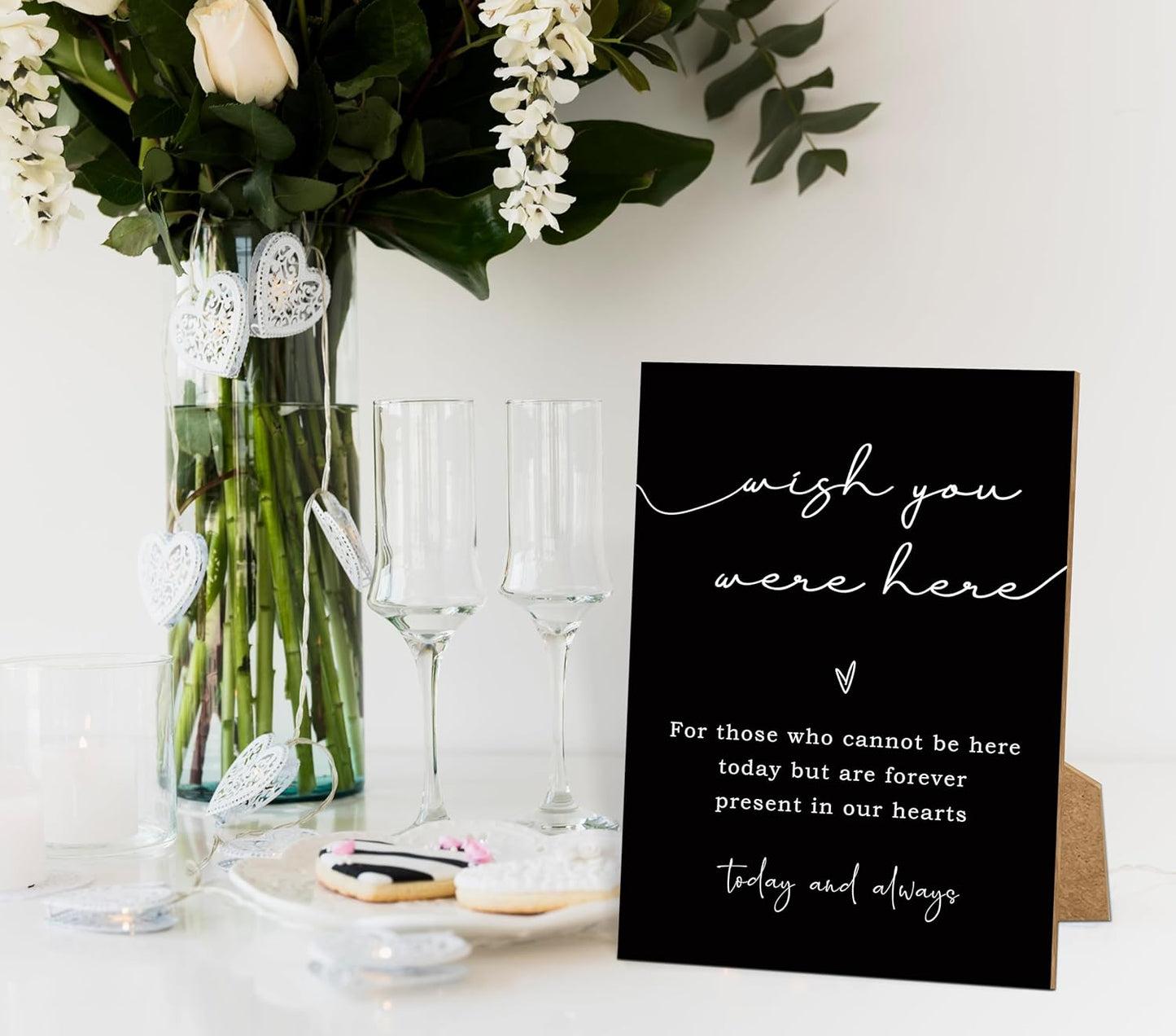 Wish You Were Here, Wedding Memorial Sign, 8x11 Black Minimalist Style Memorial Table Sign for Wedding, Wedding Decorations, Memorial Gifts For Loss of Loved One -2