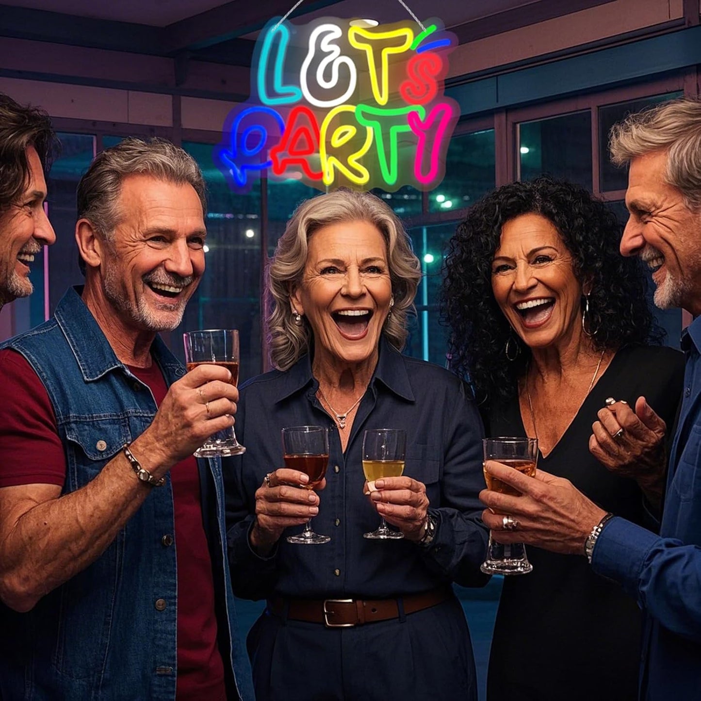 Let's Party Neon Sign for Wall Decor with Dimmable and USB Power,Multicolor LED Light up Sign,Party signs Perfect for Birthday,Bachelorette Parties,Game Room,Bar Lighting,gifts,size:14.17*10.32In