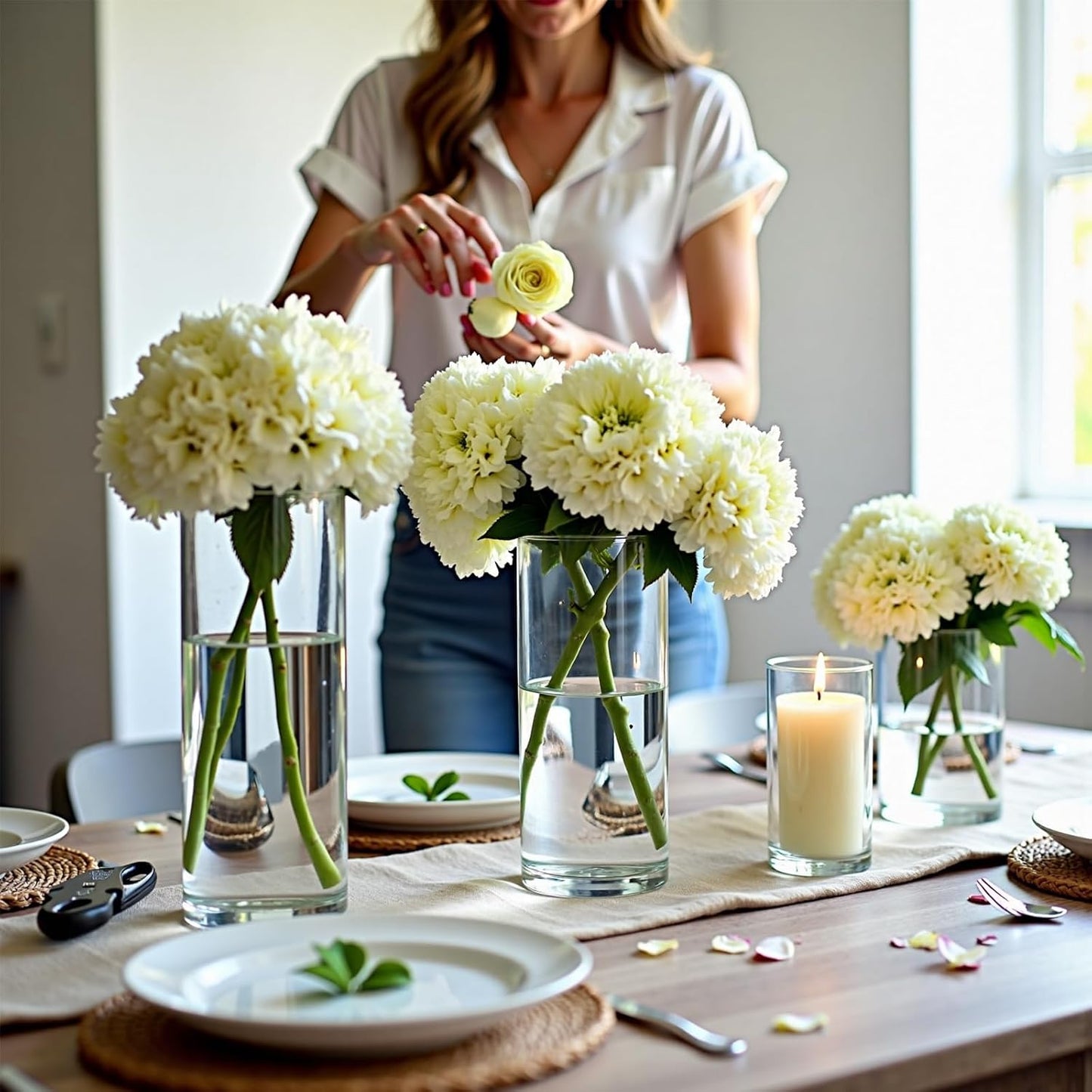 4 Clear Glass Cylinder Vases for Centerpieces - Different Sizes Floating Candle Vases Holder -4", 6", 8",10" Hight Perfect for Weddings and Events
