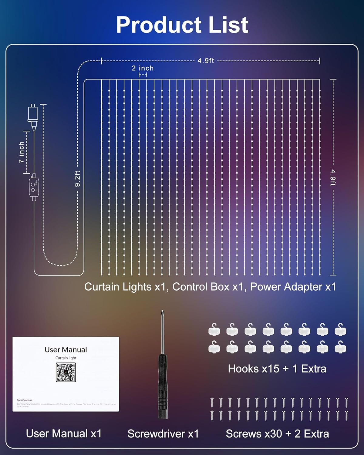 Brightown Smart Curtain String Lights App Controlled - 900 LED DIY Hanging Fairy Light Pattern and Text Programmable, Music Sync with Remote, Waterproof Smart Valentine's Party Lights Indoor Use