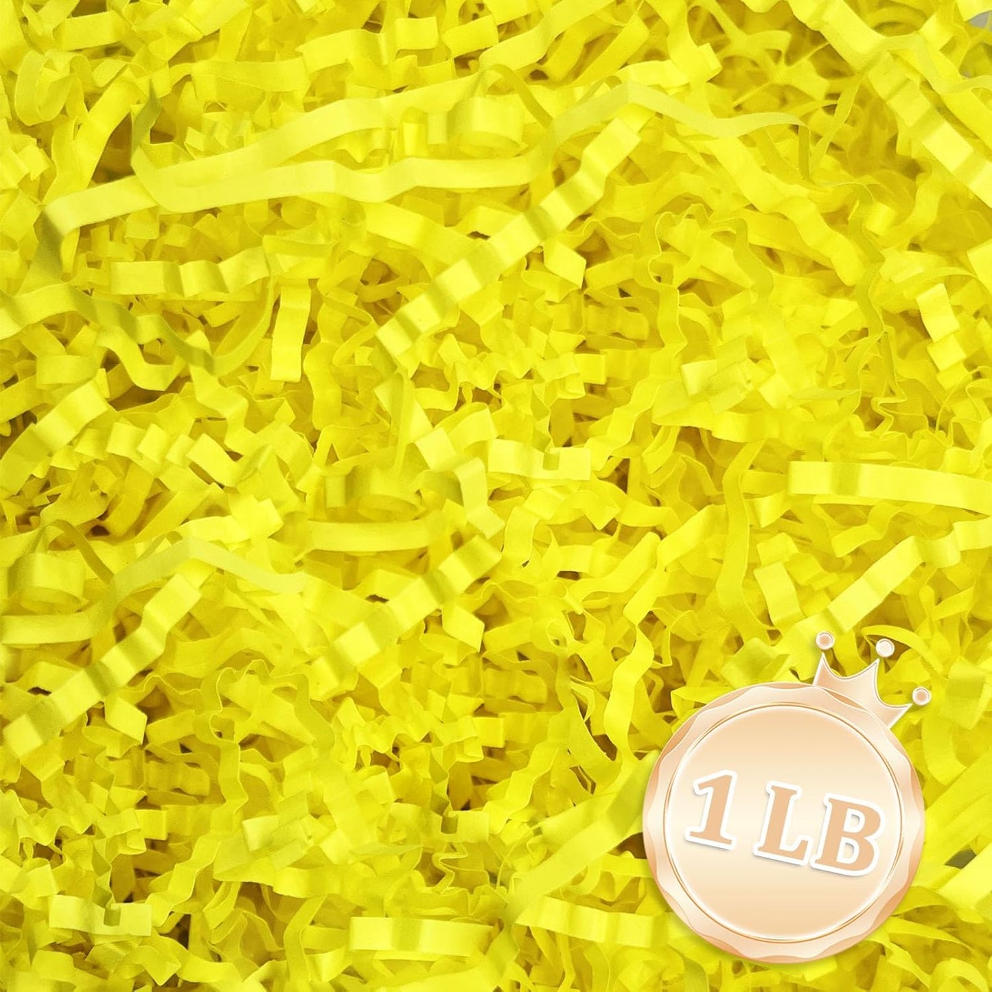 Zankubom 1 LB Fluorescent Yellow Crinkle Cut Paper Shred Filler Great for Gift Wrapping, Basket Fillers, Birthday,Halloween Thanksgiving Christmas Anniversary, Easter Party Decor Filling Supplies