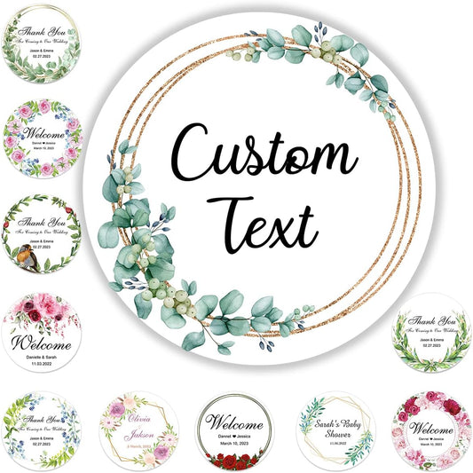 300 Pack Custom Stickers Personalized Labels for Business Logo Customized Vinyl Wedding Favors Birthday Baby Bridal Shower Make Your Own 1 Inch-10 Inch,lable-flower300