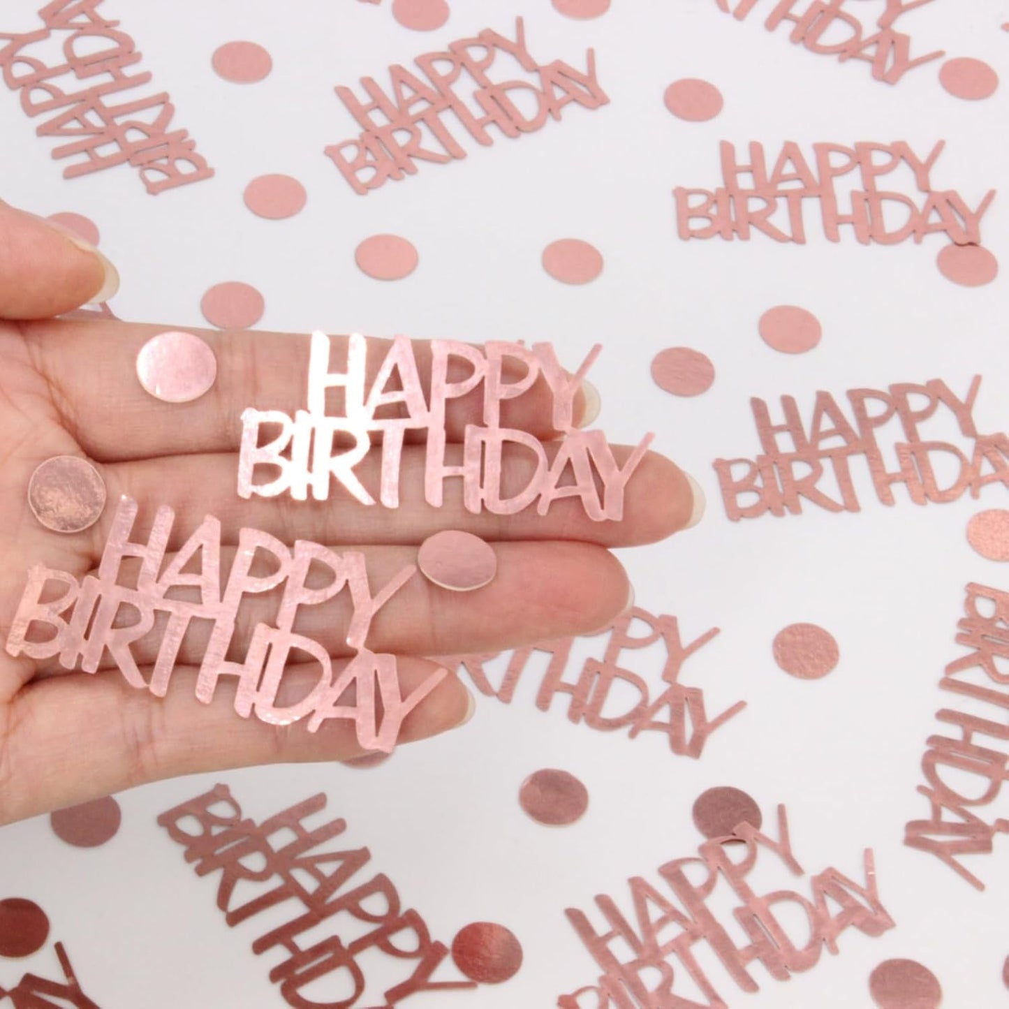 Rose Gold Birthday Confetti - 270 PCS Glitter Happy Birthday Decorations for Table