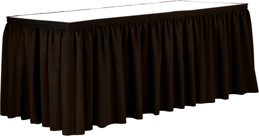 Ultimate Textile Pleat Polyester Fabric Table Skirt - Machine Washable Flame Resistant with Clips for Events, Weddings & Trade Shows, Cut & Sewn in Paterson, NJ - Chocolate, 17' Shirred Pleat