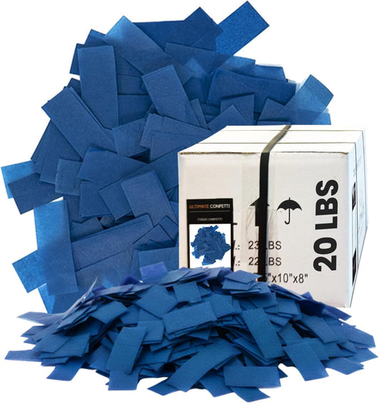 Dark Blue Biodegradable Confetti - Rectangular Flame-Resistant Tissue Paper Confetti for Cannon and Launcher use – Best for Gender Reveal, Parties, and Concerts - 20 lb, 320 oz