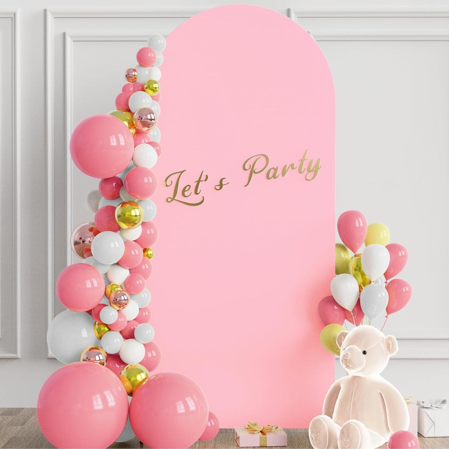 Wokceer 6 FT Wedding Arch Stand and Arch CoverMetal Arch Stand with Arch Stand Cover for Birthday Party Wedding Ceremony Bridal Baby Shower Event Decor