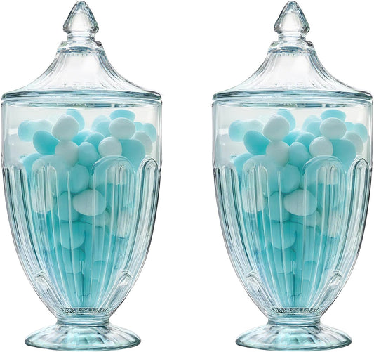 ZEERSHEE 2 Pack 26oz Glass Candy Jars with Lids Clear Decorative Storage Jar for Candy Cookies Wedding Party Favors