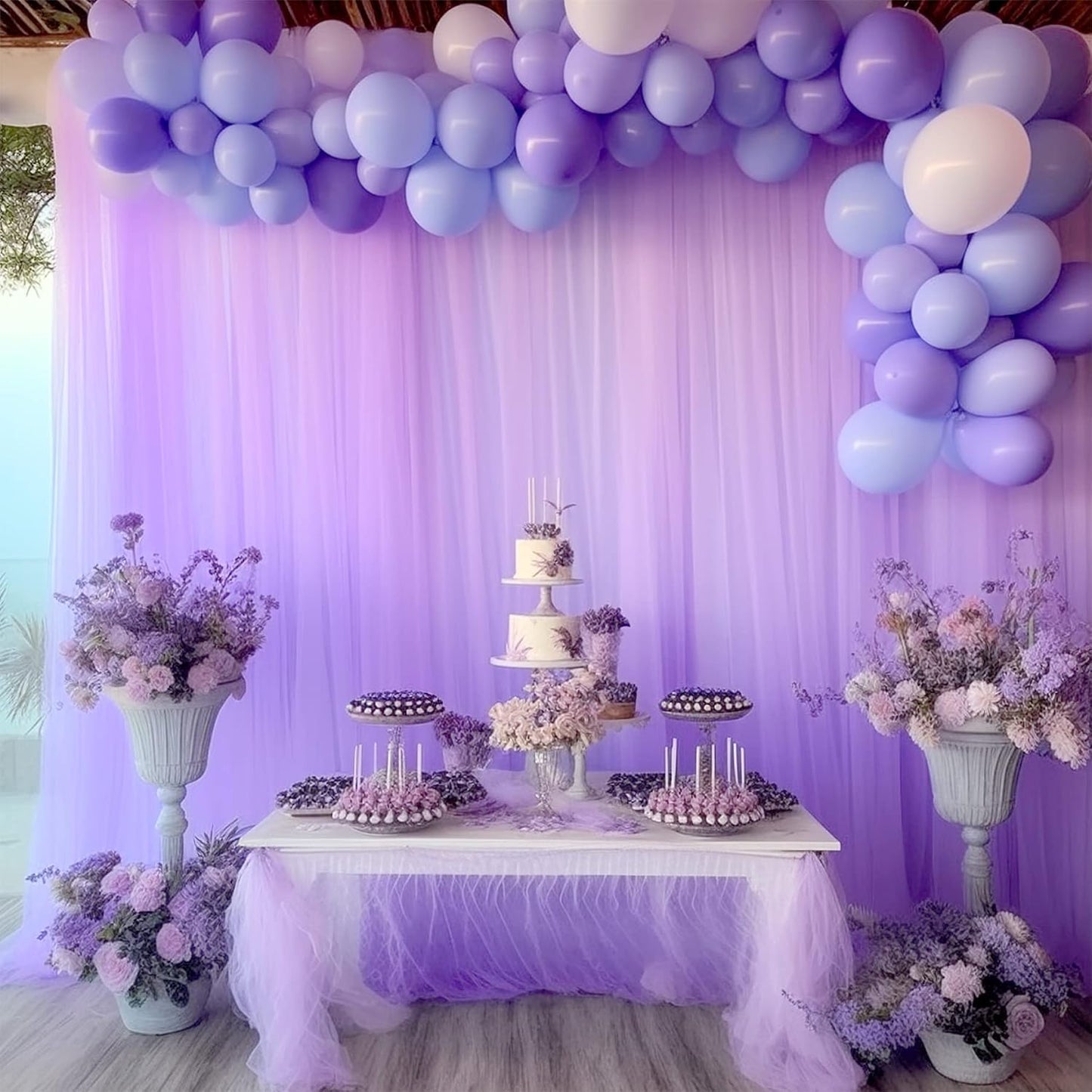 Lavender Tulle Backdrop Curtains for Parties Baby Shower Birthday Wedding 10ft X 8ft Sheer Backdrop Curtains for Butterfly Elephant Memaid Photoshoot Decorations