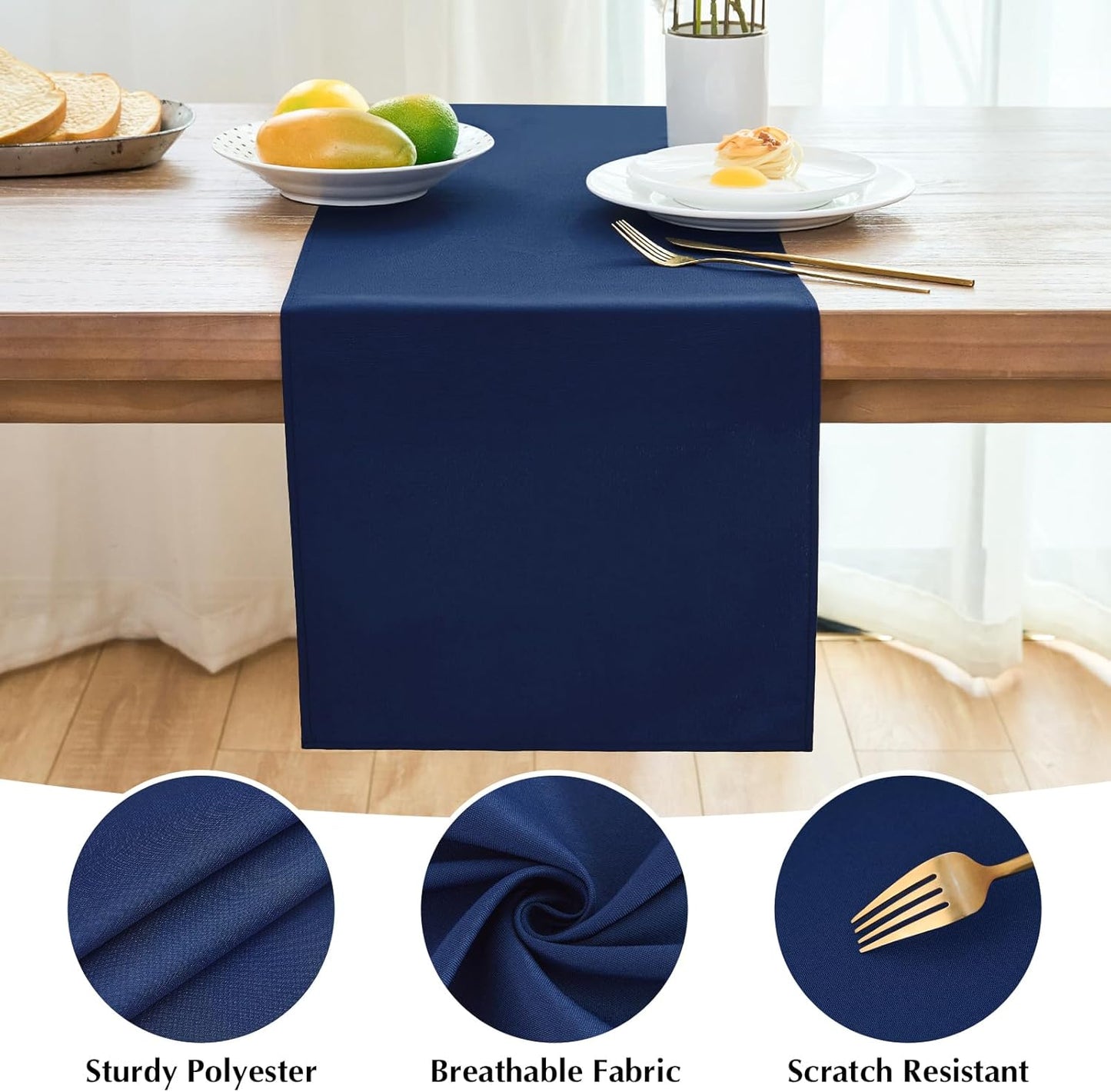 2 Pack Navy Blue Small Short Table Runner 12 x 48 Inch Solid Color Runners Coffee Table Dresser for Daily Party Home Decoration