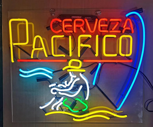 Neon Signs Compatible For Cerveza Pacifico Glass Neon Signs for Pub Hotel Cafe Man Cave Birthday Party Neon Light Art Wall Lights 24 X 20 Inches