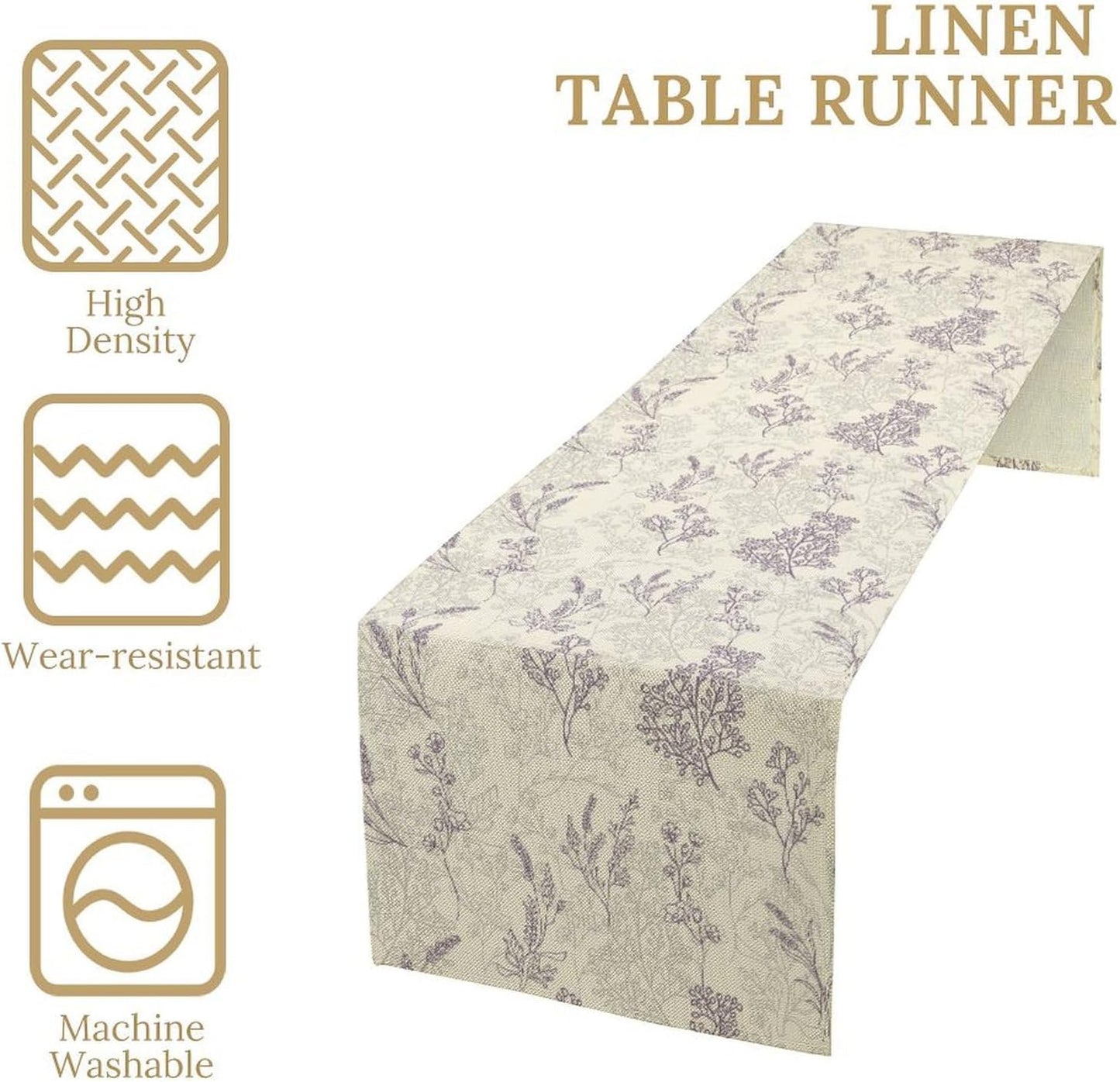 Purple Lavender Table Runner Vintage Watercolor Modern Kitchen Restaurant Decoration Suitable for Indoor and Outdoor Wedding Party Banquet Table Runner 13x108 Inch