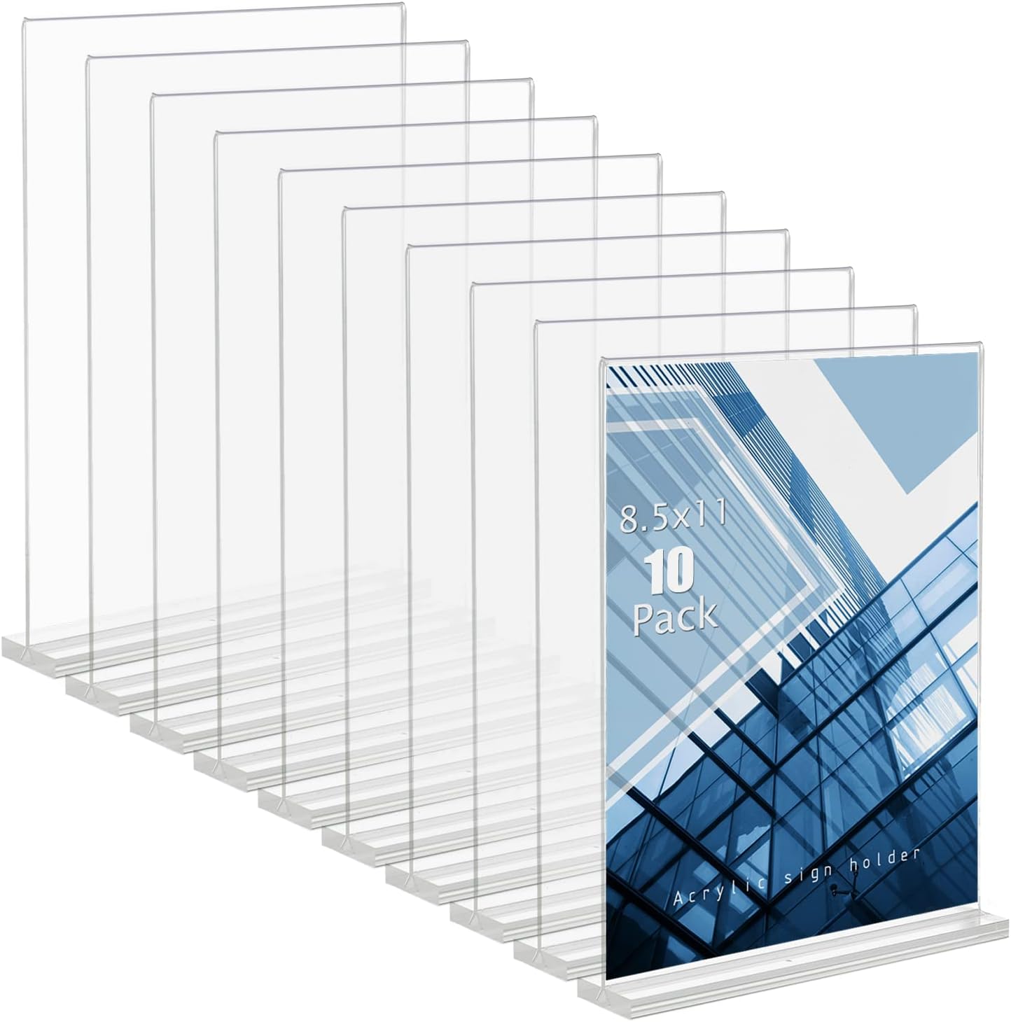 Acrylic Sign Holder, 8.5 x 11 inches Clear Table Menu Display Stand Desktop Display Stand Paper Holder Table Top Sign Holder Suitable for Restaurants, Office, Home, Store (10 pcs)