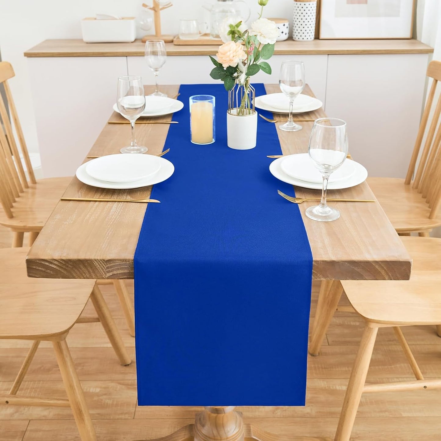 2 Pack Blue Small Short Table Runner 12 x 48 Inch Solid Color Runners Coffee Table Dresser for Daily Party Home Decoration