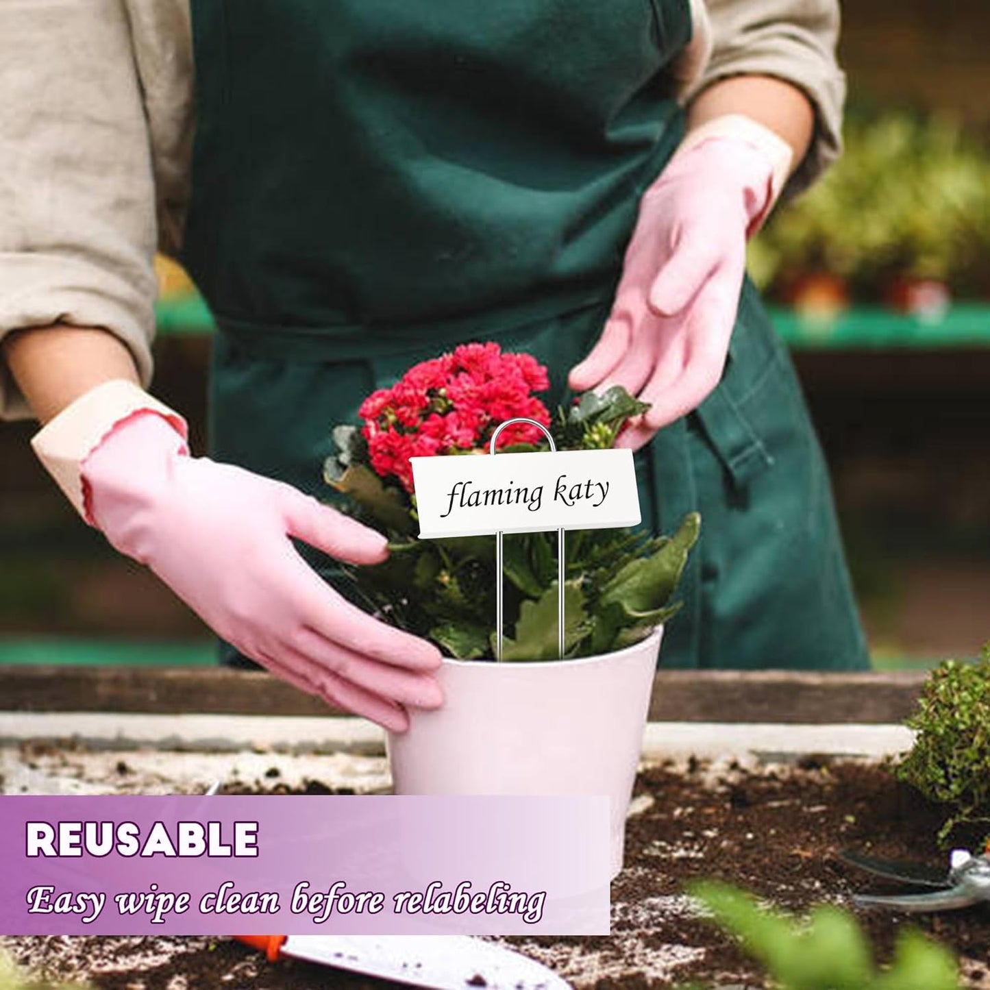 FORUP Metal Plant Labels, 30 Pack Garden Label Markers, Weatherproof Garden Stake Tags, Reusable Planting Gardening Markers, White