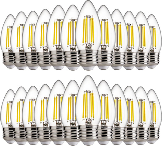 FLSNT B11 E26 LED Chandelier Light Bulbs, 60W Equivalent, 5000K Daylight Dimmable LED Candelabra Bulbs, 550LM, 24 Pack UL,CA65 Listed.