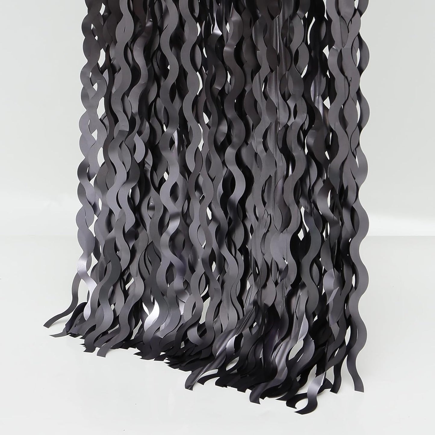 4 Pack Wavy Grey Foil Fringe Curtains Party Decorations - 3.3 ft x 6.6 ft Tinsel Curtain Backdrop for Birthday Bachelorette Wedding Birthday Disco Party Decorations