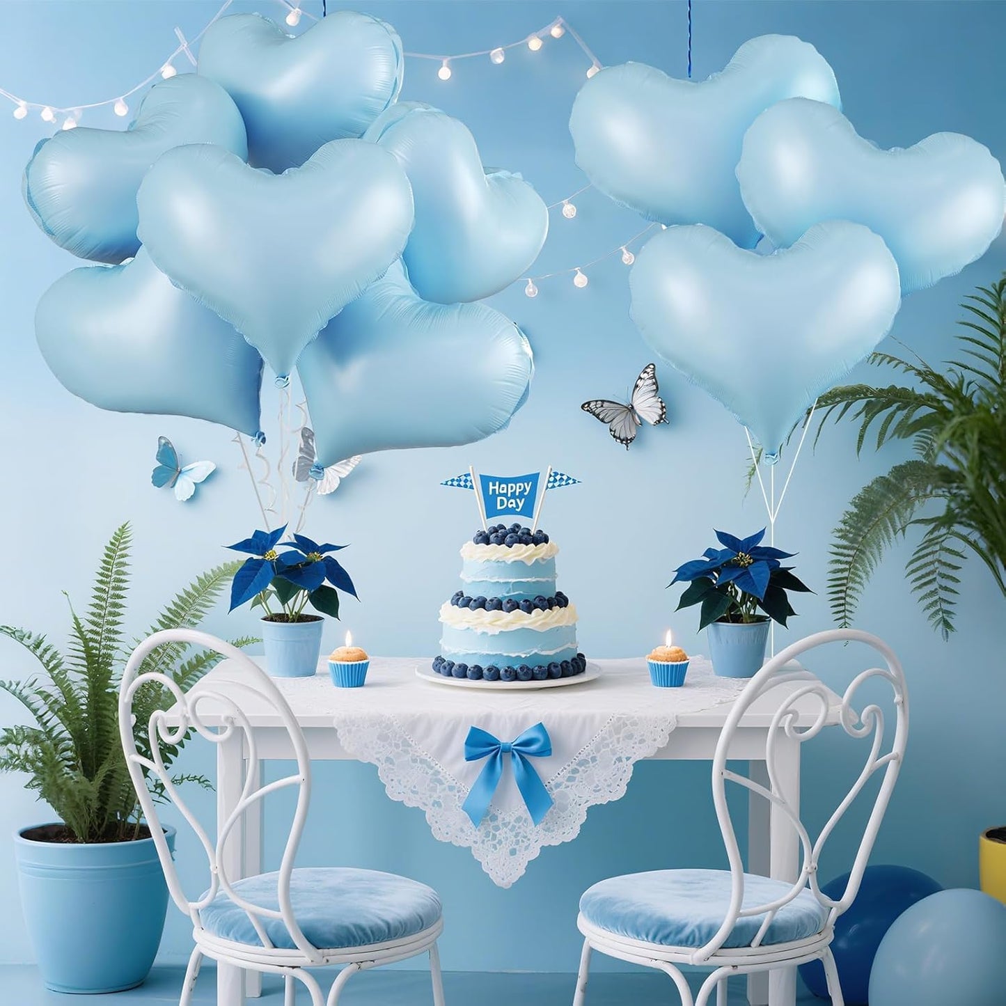 Blue Heart Balloons,24Inch Large Baby Blue Heart Foil Balloons for Valentine's Day Birthday Wedding Baby Shower Anniversary Party Decorations