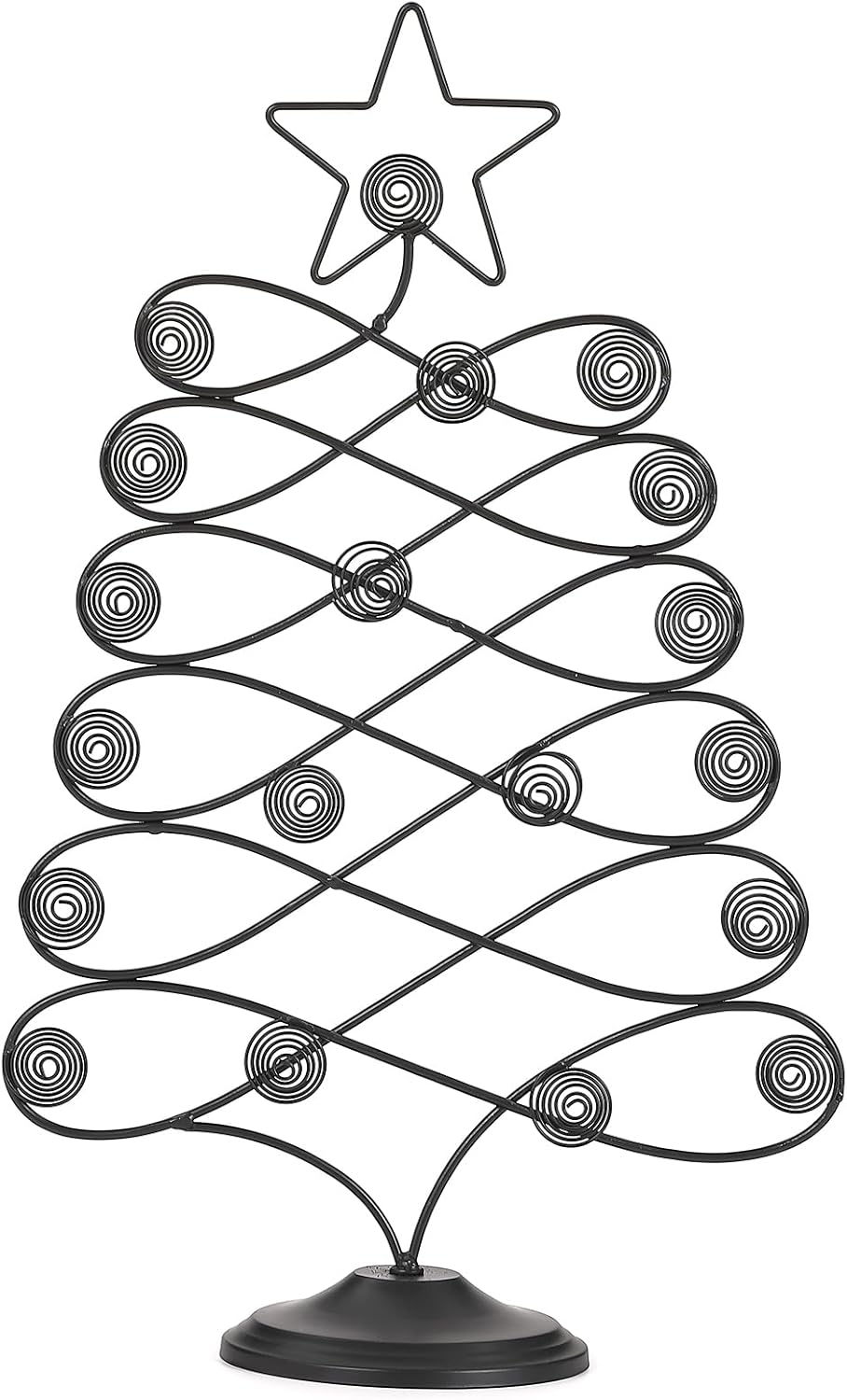 Decorative Metal Christmas Tree Card Holder, 18 Inch Tabletop Holiday Card Display Rack with Star Topper, Black Wire Tree Cards and Photo Holders Stand, Holds up to 19 Place Cards and Memos Pictures