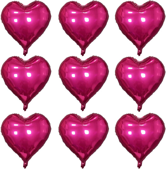 Hot Pink Heart Shaped balloons Pack of 10,18 Inch Vibrant Pink Love Valentine Balloons Heart Romantic Balloons For Valentines Day Propose Marriage Wedding Bridal Shower Engagement Party Decorations