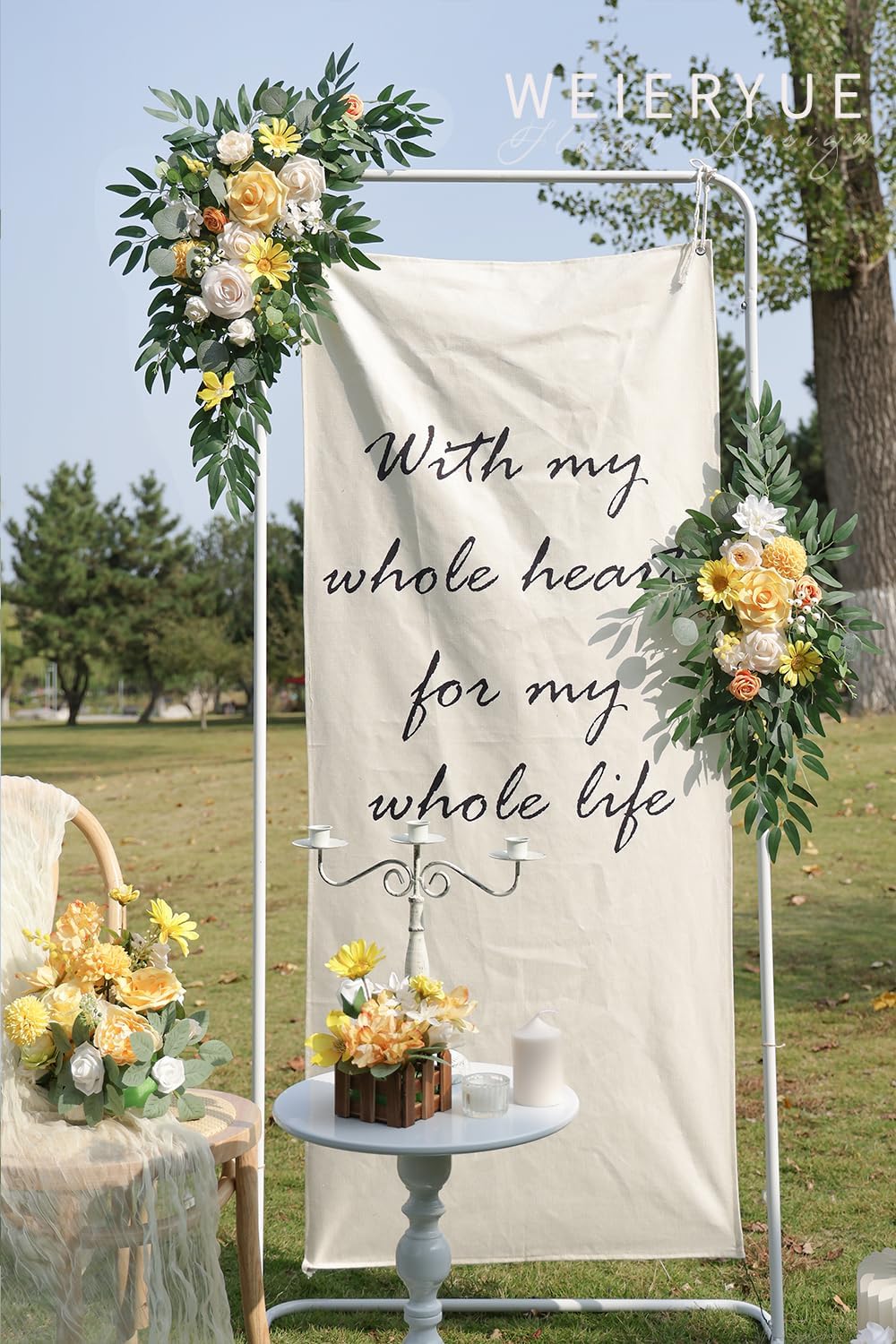 Artificial Wedding Arch Flowers Kit(Pack of 2) for Wedding Arch, Bridal Shower, Ceremony and Reception Backdrop Decoration (Gentle Creamy Yellow)