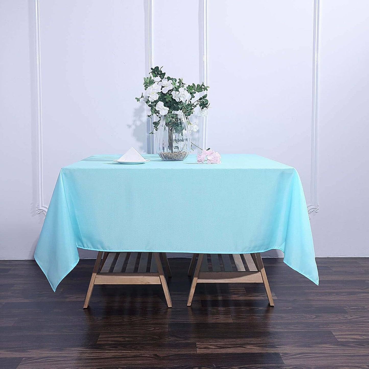 Efavormart 70" Premium Square Polyester Tablecloth for Wedding Kitchen Dining Events - Blue