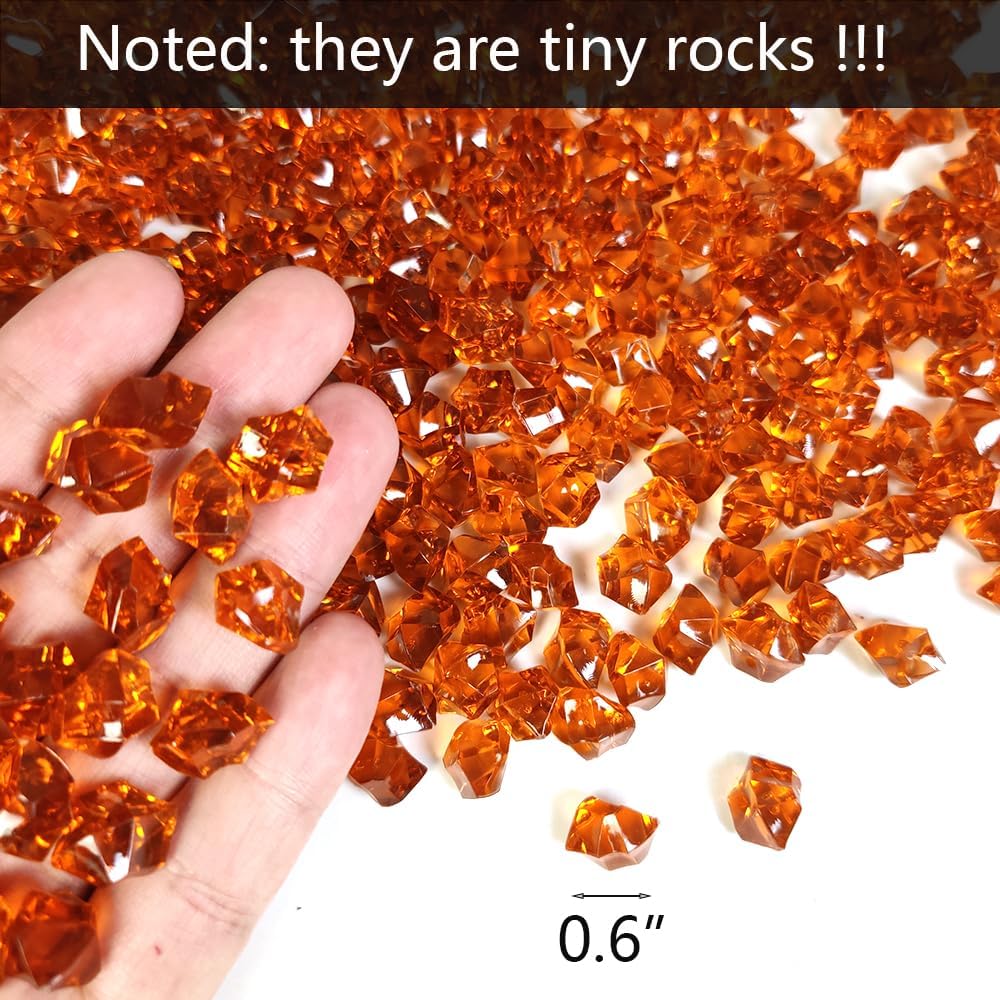 HappyFiller 700 PCS Pack Dark Amber Fake Ice Rocks Small Crystal Cube Stones Fake Diamonds for Vase Fillers,Resin Arts Crafts,Fall Decoration,Home Accents Floral Decor,Table Scatters,Photo Props