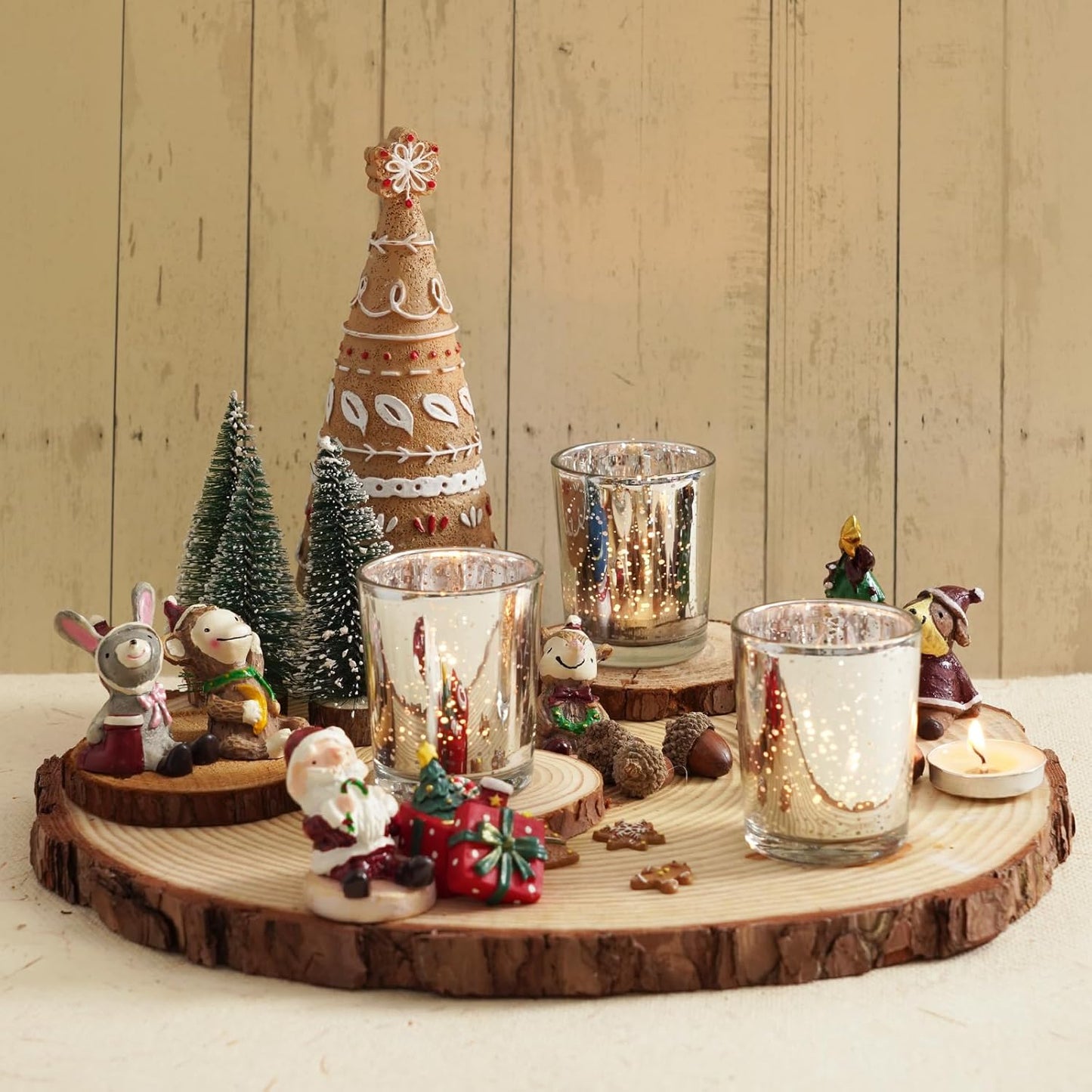 Homemory 24 Pcs Silver Votive Candle Holders, Mercury Glass Candle Holder, Tealight Candle Holders for Table Centerpieces, Baby Shower, Party, Anniversary, Wedding, Home Decor, Halloween, Christmas