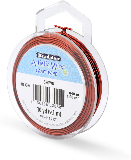 Artistic Wire, 18 Gauge Tarnish Resistant Colored Copper Craft Wire, Brown, 10 yd