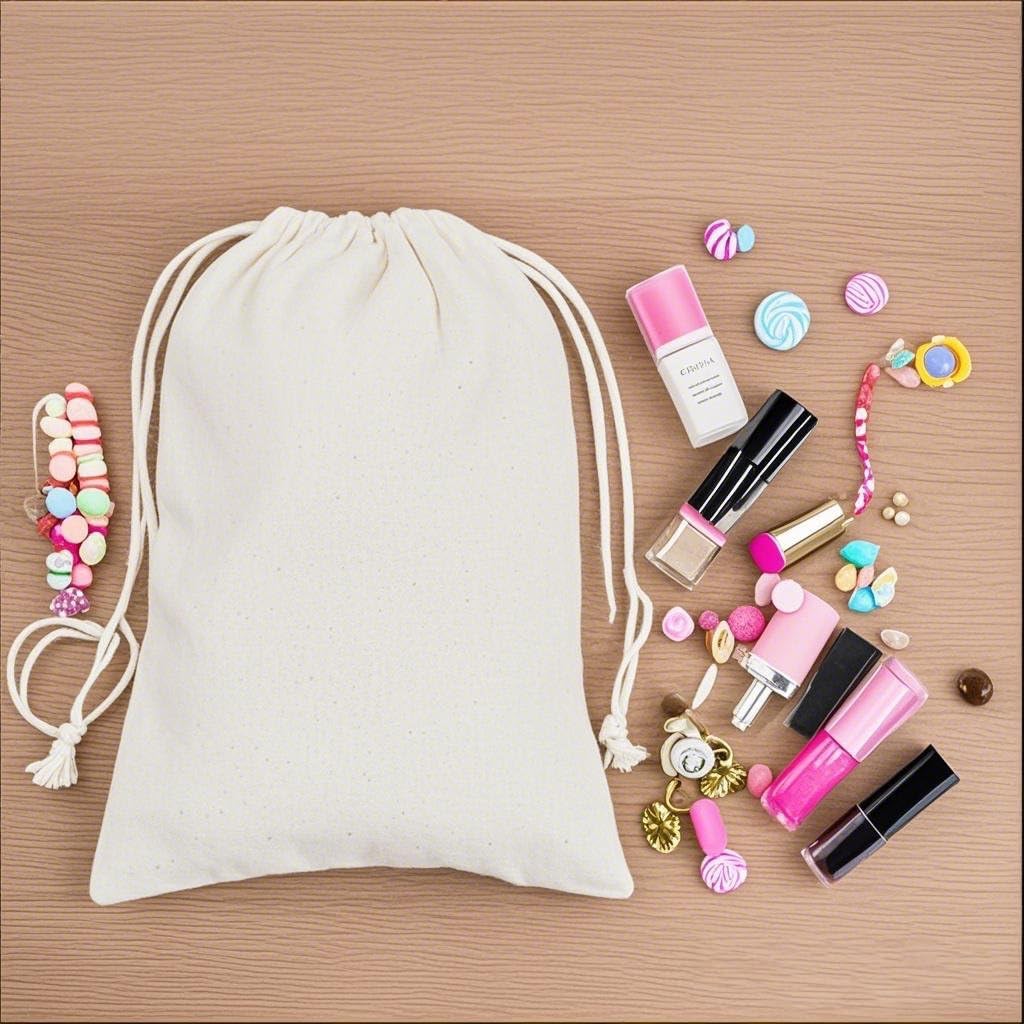 gobyhumm 50 Pieces Pure Cotton Drawstring Bags Muslin Bags Sachet Bag for Home Supplies （2.8 * 3.5"）