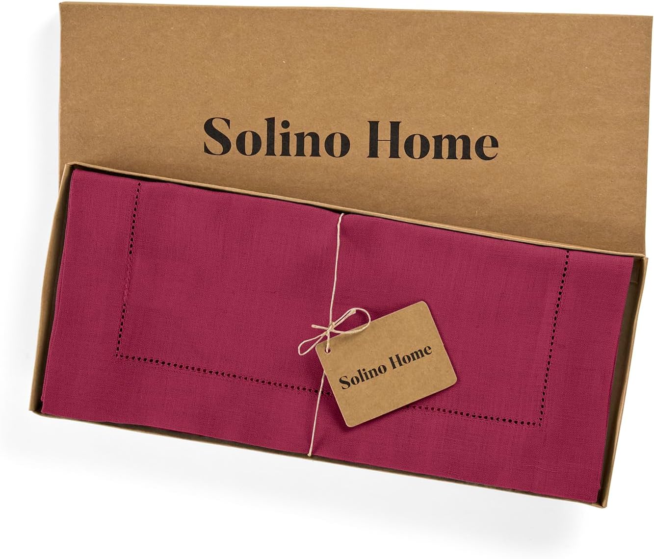Solino Home Linen Beet Table Runner 90 Inches Long - 100% Pure Linen Hemstitch 14 x 90 Inch Table Runner for Dining, Fall, Autumn, Thanksgiving, Christmas, Holiday - Classic Hemstitch