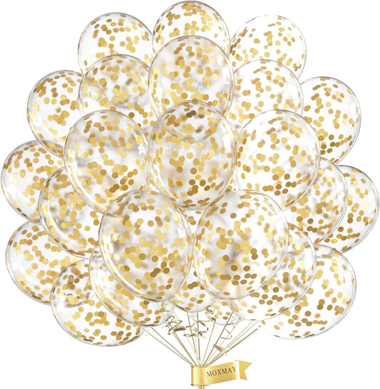 Gold Confetti Balloons Party Balloons 12inch 50 Pcs Latex Confetti Balloons Birthday Balloons Party Decoration Wedding Baby Shower Christmas Party-Confetti Gold
