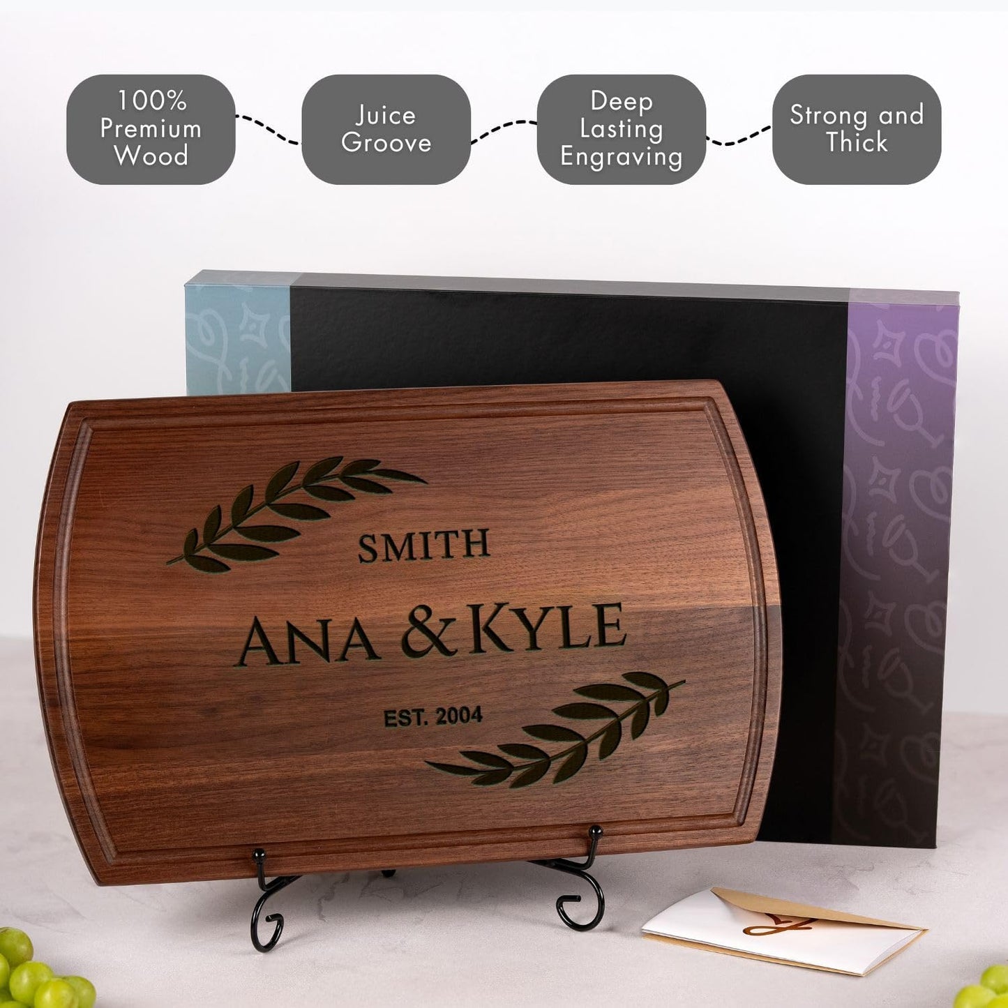 Personalized Wedding Gifts for Couples - Custom Cutting Board, Engraved Wood Charcuterie Board, Bridal Shower, Customized Kitchen Board, Unique Gift Idea for Newlyweds
