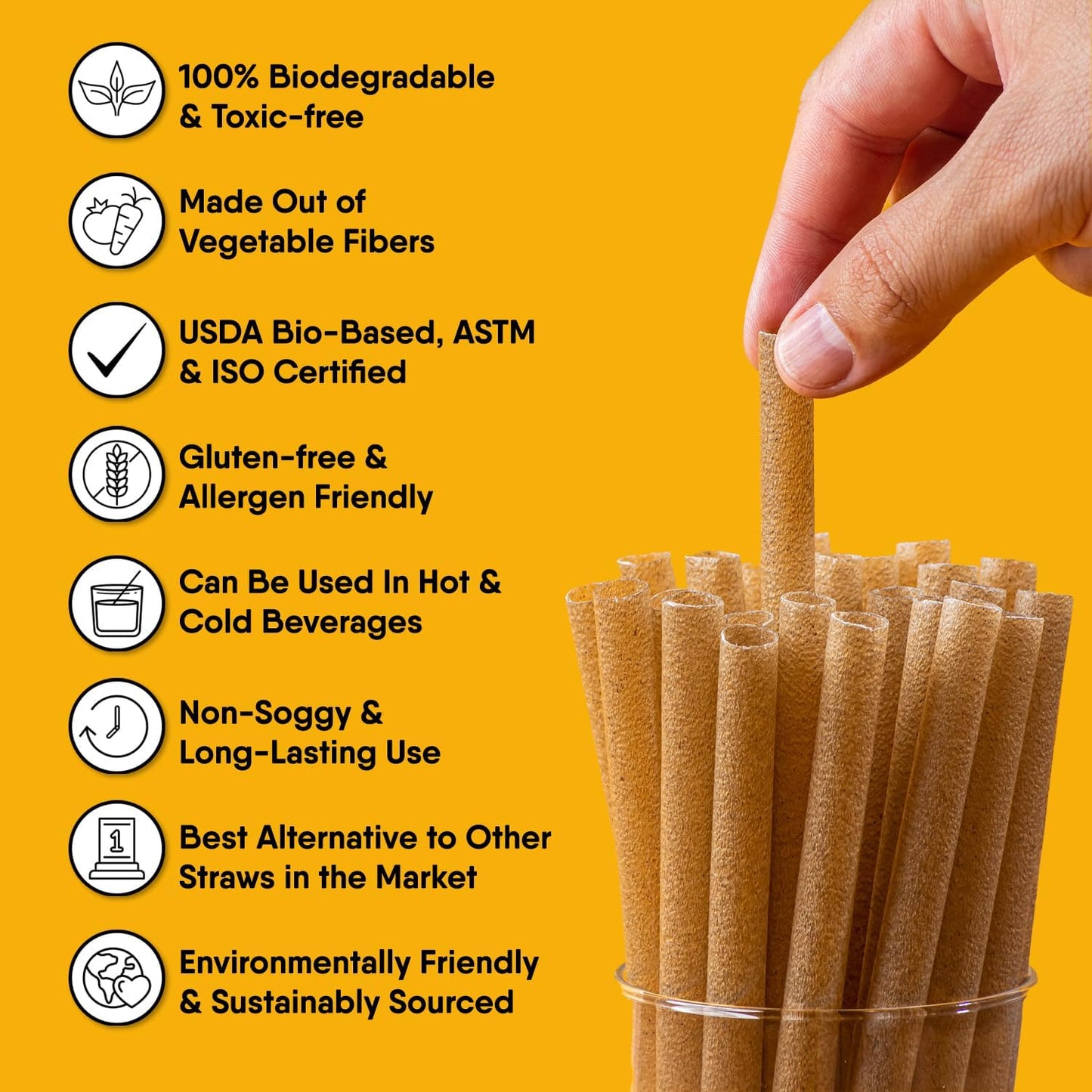 100% Biodegradable Individually Wrapped Cocktail Stirrers – 100 PCS of 5.50 Inches Premium Quality Disposable Coffee Stirrers, Best Biodegradable Stirrers for All Drinks – By The Veggie Straws